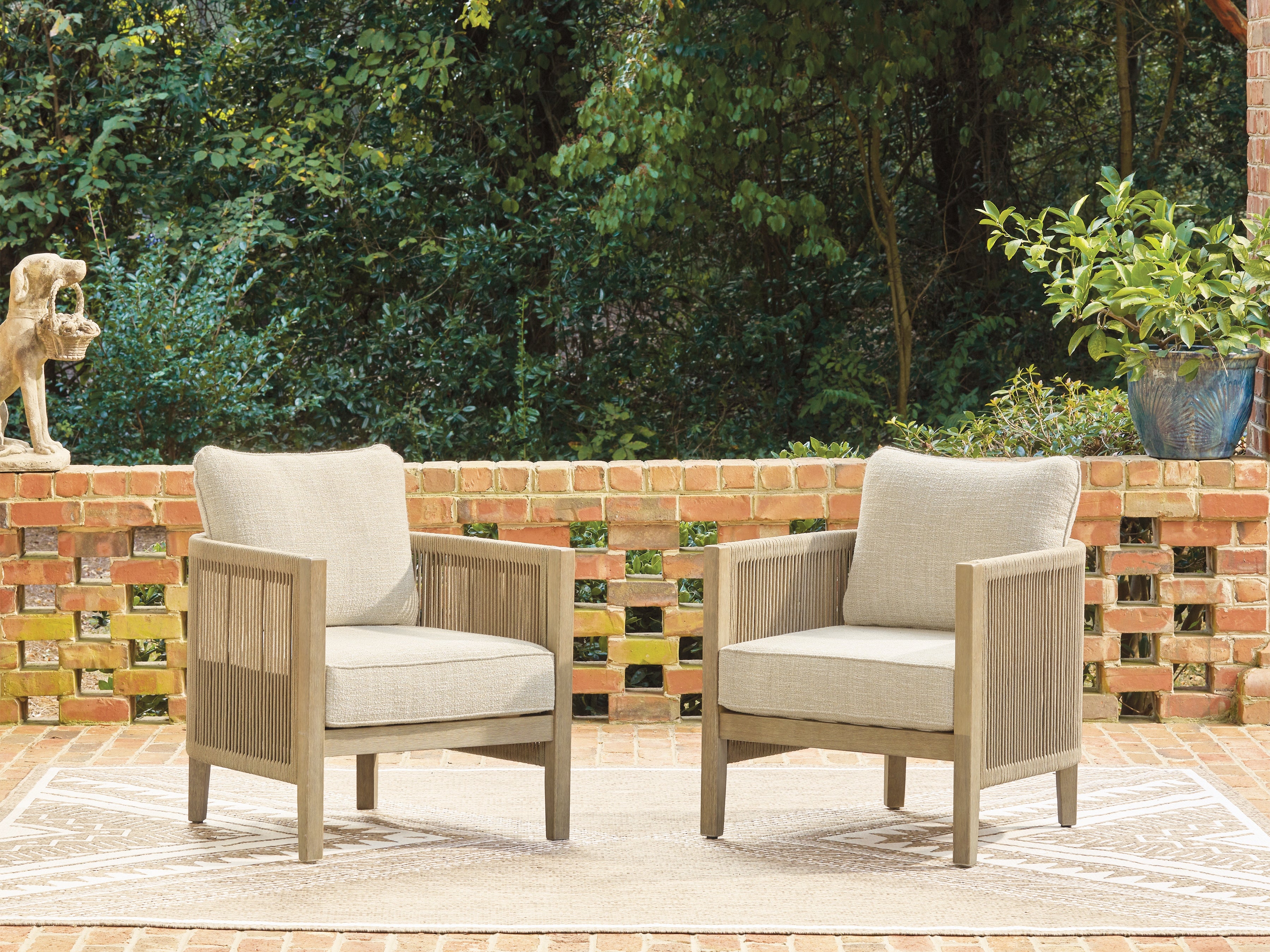 Floridian Furniture - Ashley Furniture - Spooners Cove Outdoor - Lounge Chair w/Cushion (Set of 2) / Beige - PCP469-820