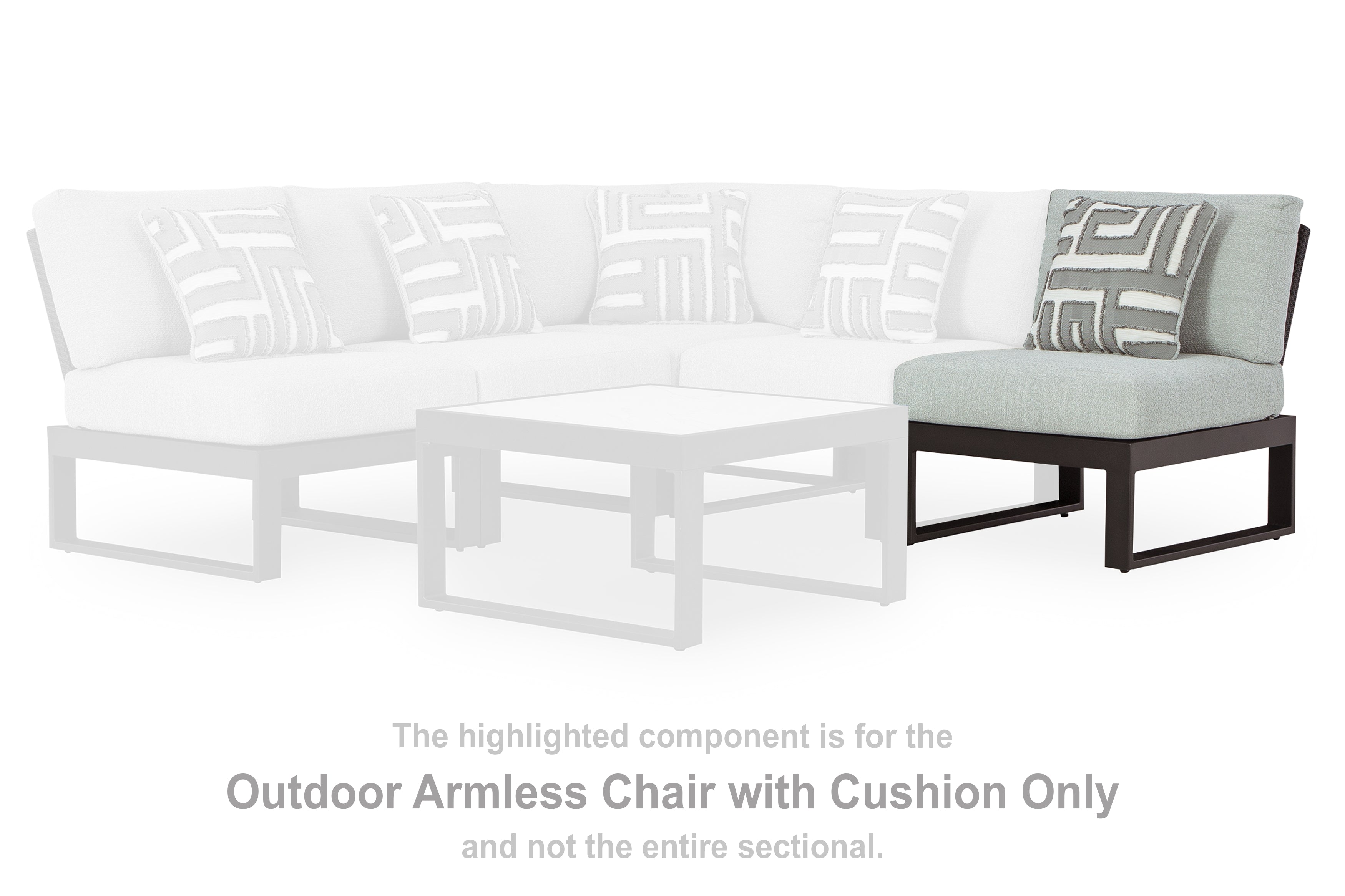 Floridian Furniture - Ashley Furniture - Beachloft Outdoor - Armless Chair w/Cushion / Black/Gray - P490-846