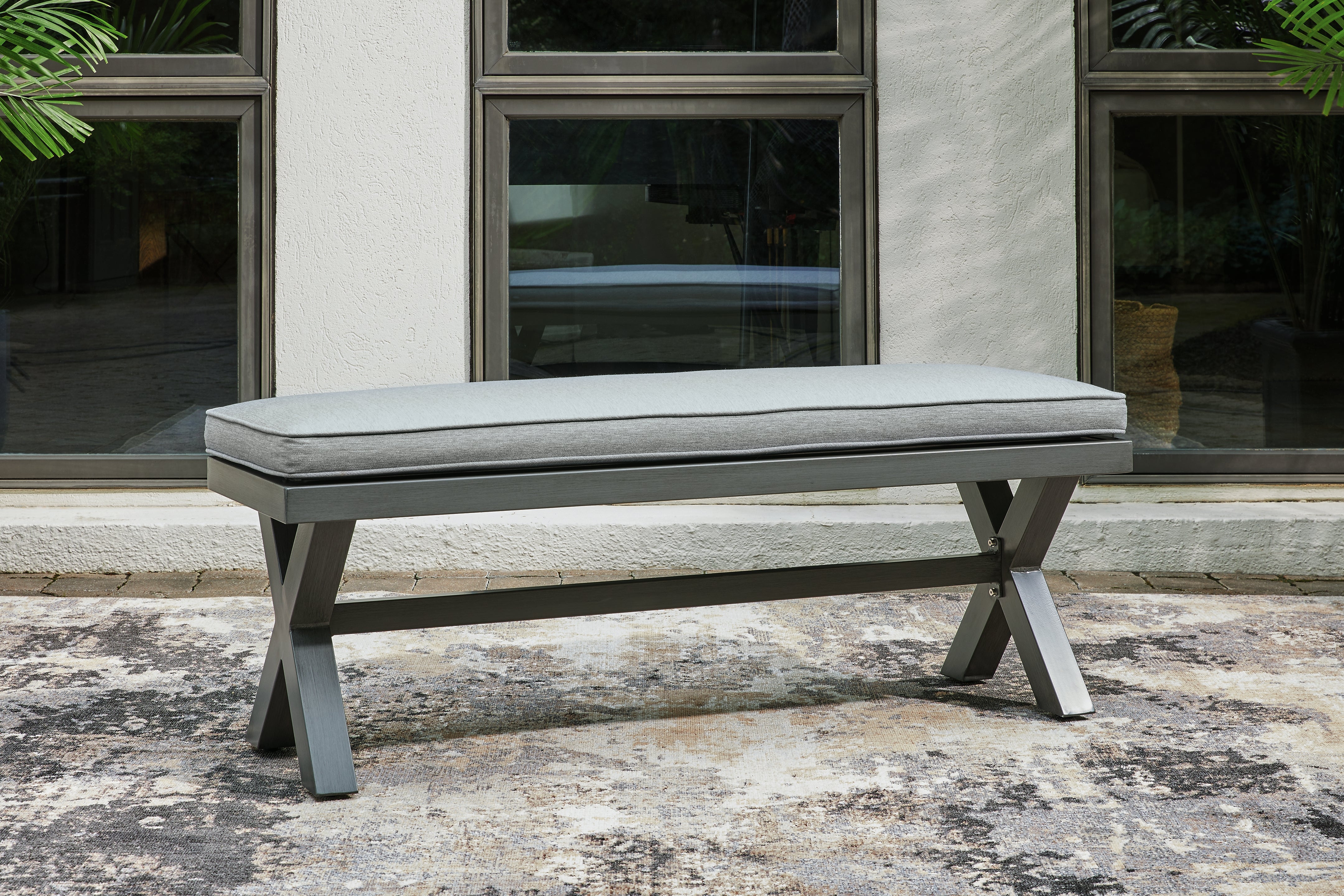 Floridian Furniture - Ashley Furniture - Elite Park Outdoor - Bench with Cushion / Gray - P518-600