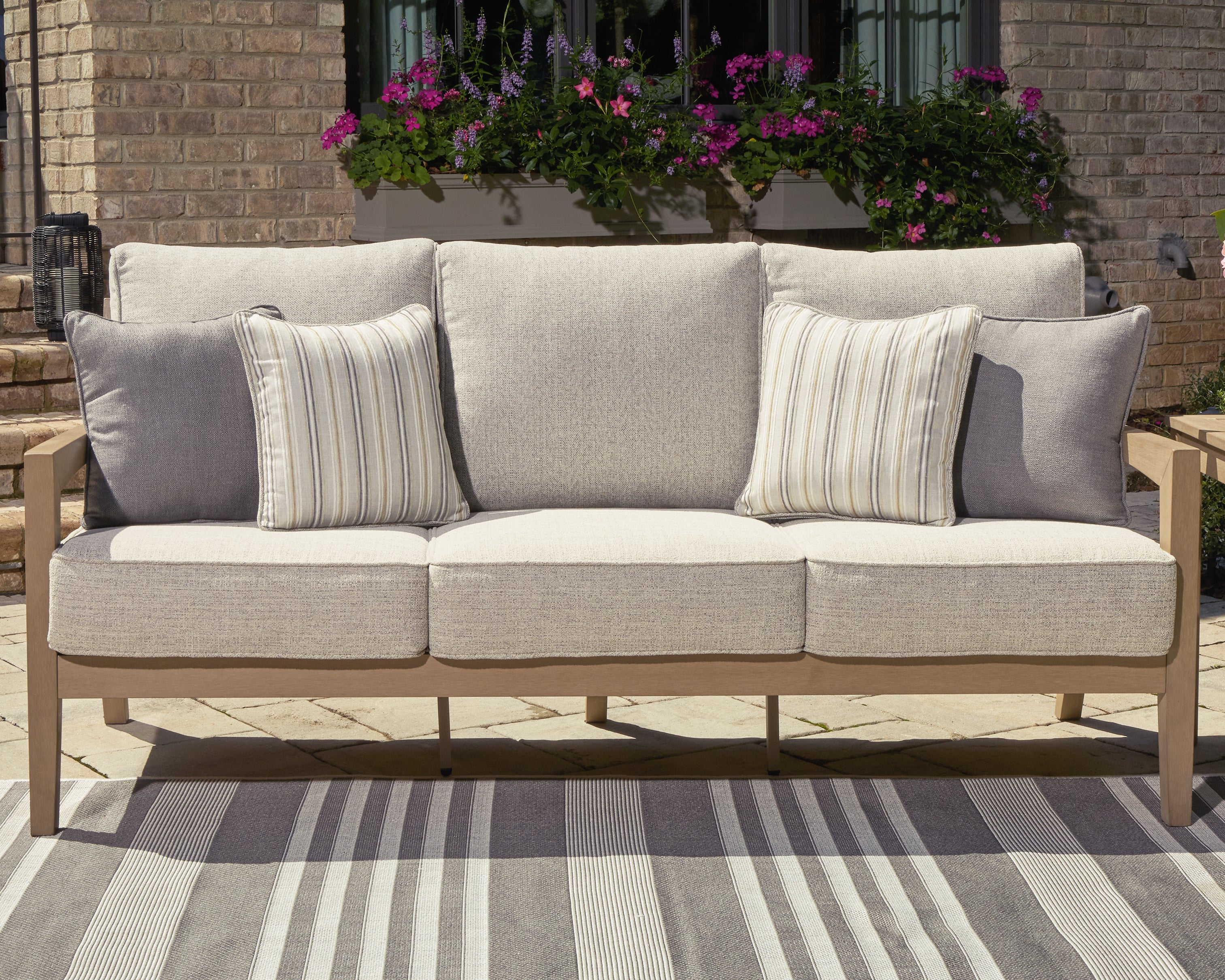 Floridian Furniture - Ashley Furniture - Hallow Creek Outdoor - Sofa with Cushion / Driftwood - P560-838