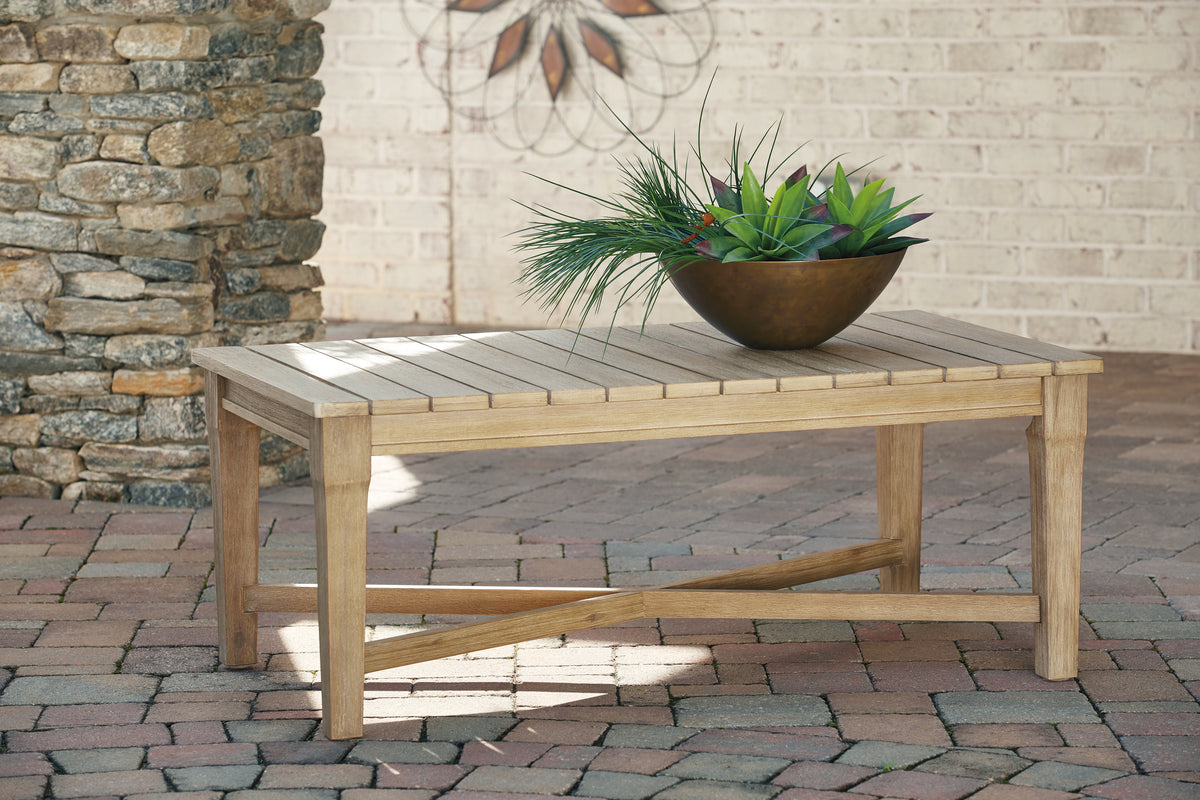 Floridian Furniture - Ashley Furniture - Carter Hall Outdoor - Rectangular Cocktail Table / Beige - P601-701