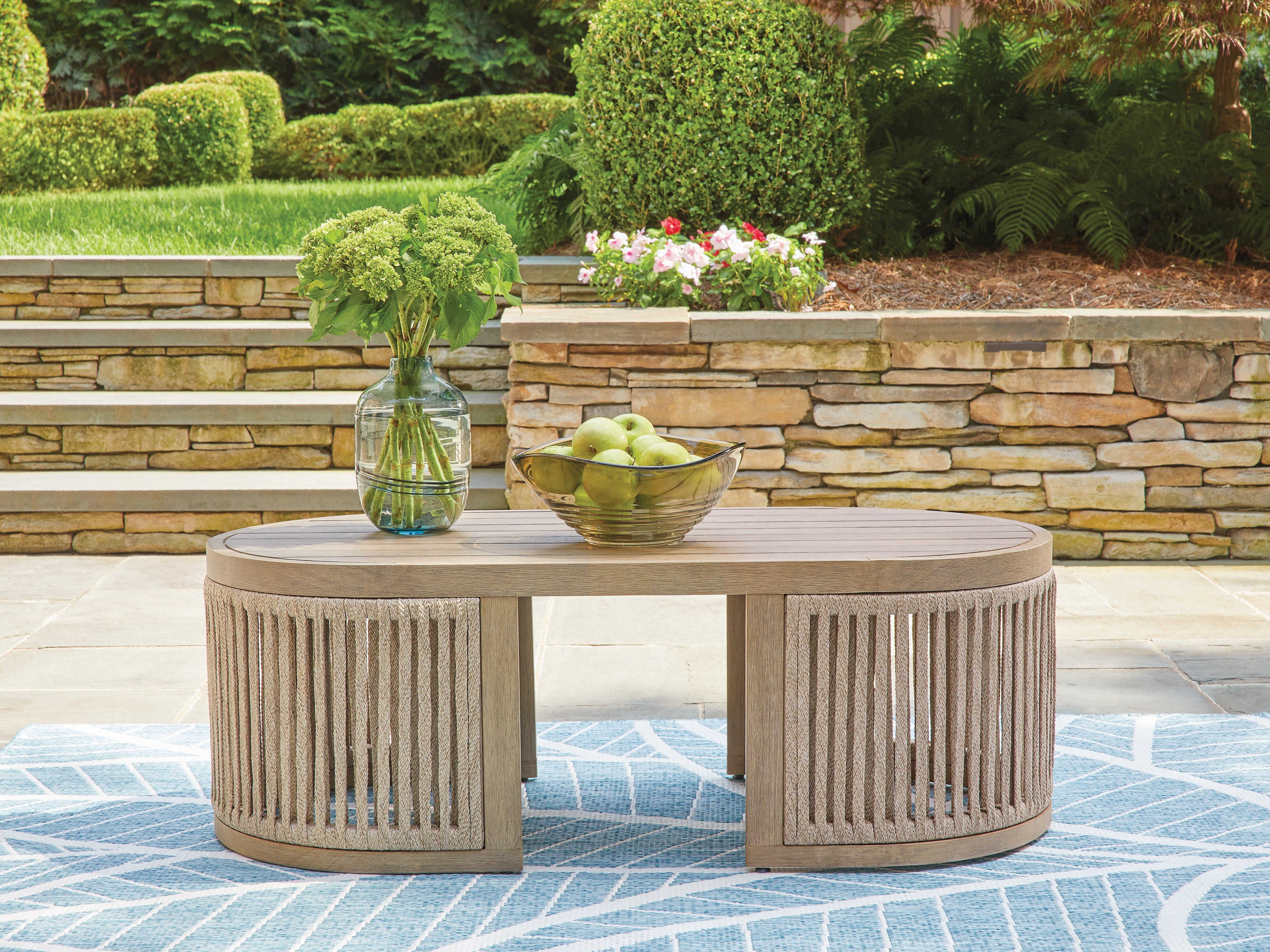 Floridian Furniture - Ashley Furniture - Serena Shores Outdoor - Rectangular Cocktail Table / Beige - PCP604-701