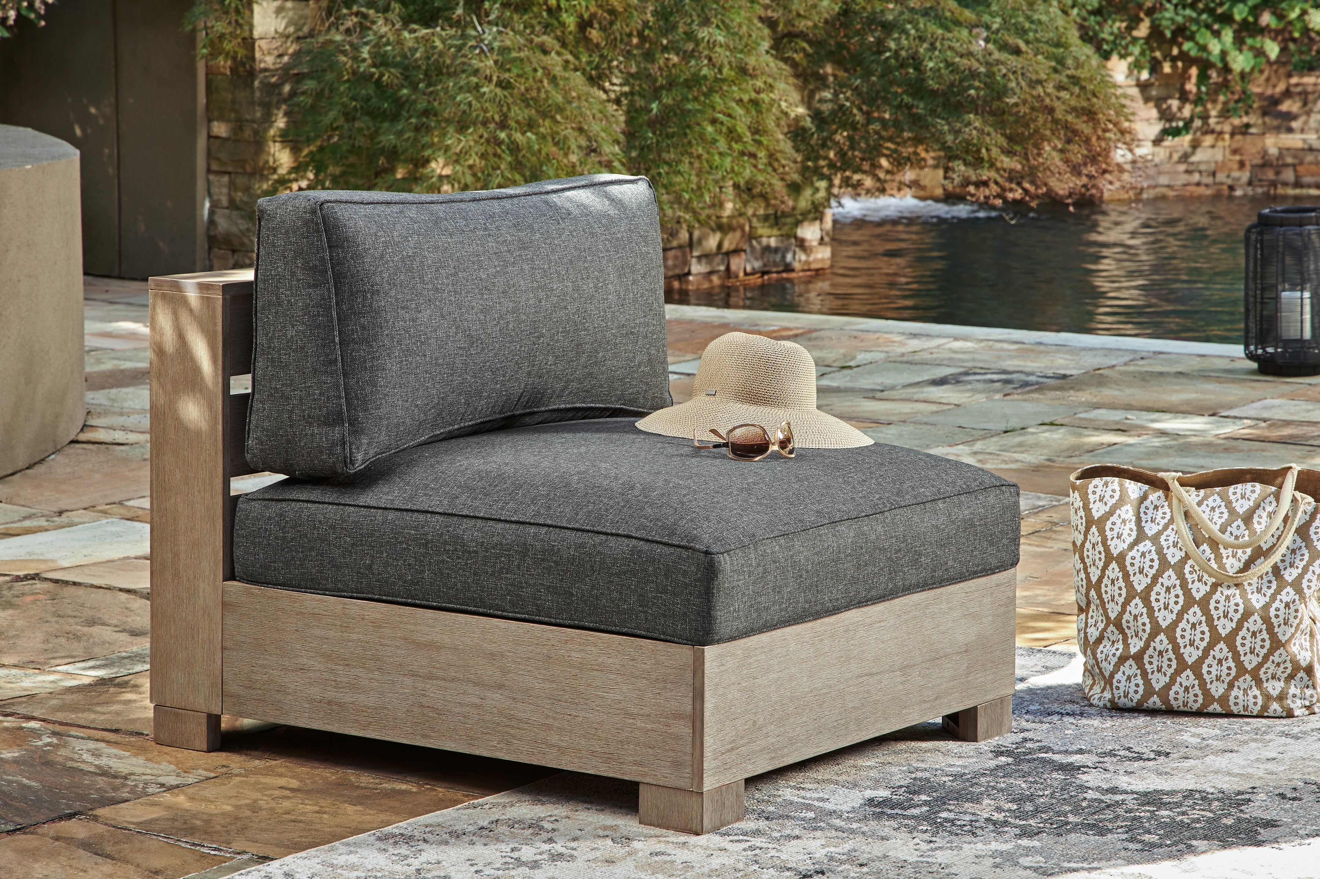Floridian Furniture - Ashley Furniture - Citrine Park Outdoor - Armless Chair w/Cushion (1/CN) / Brown/Charcoal - P660-846