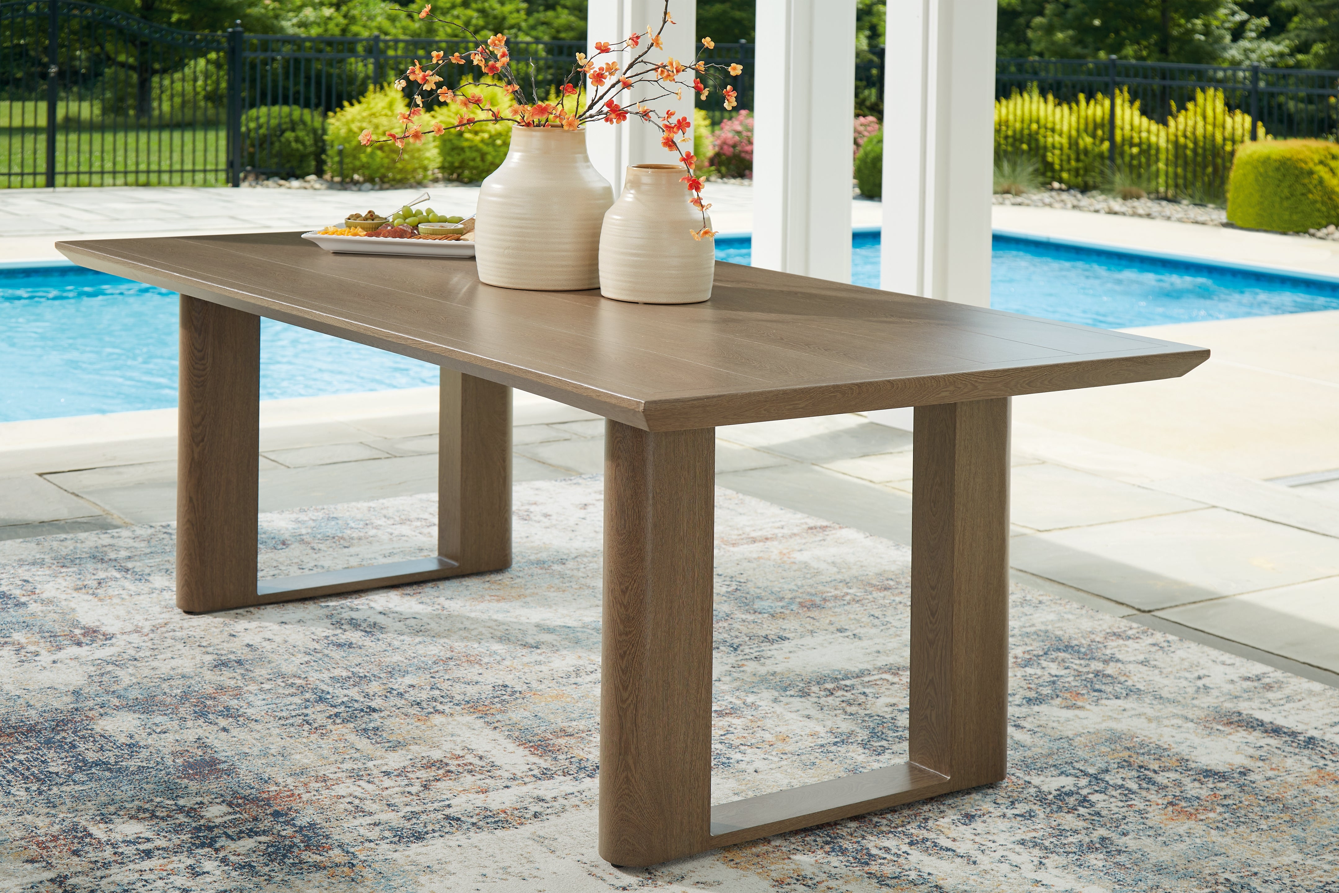 Floridian Furniture - Ashley Furniture - Serene Bay Outdoor - RECT Dining Table w/UMB OPT / Dark Brown - P671-625