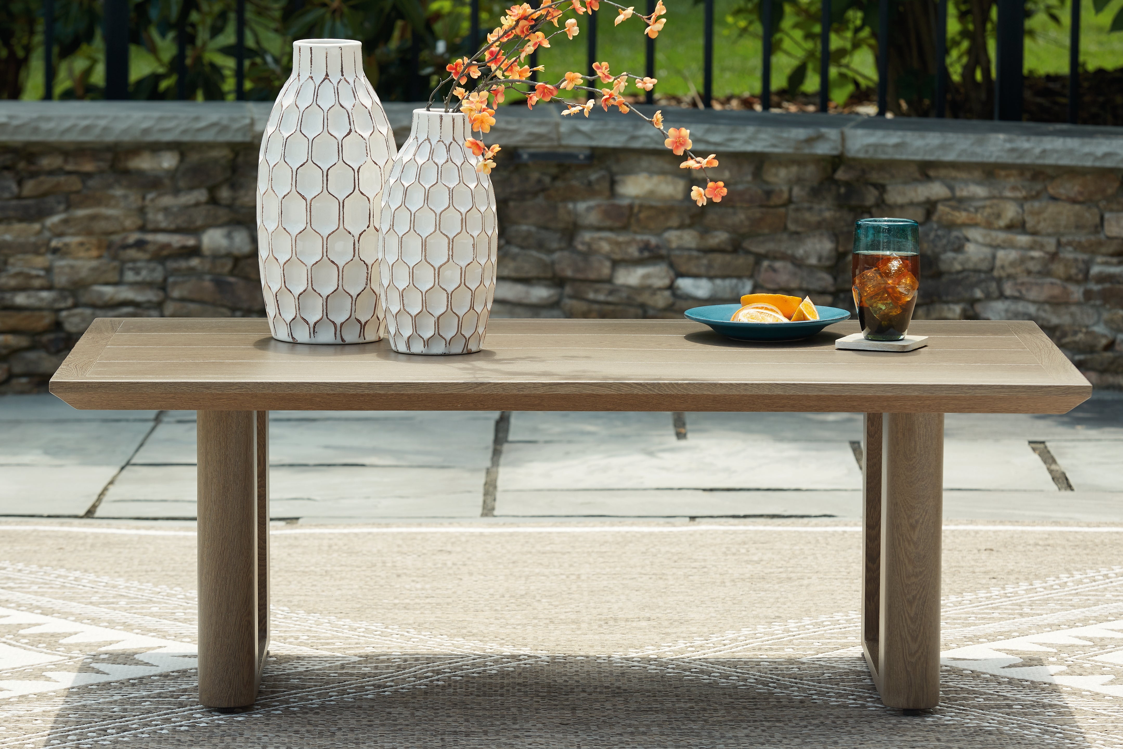 Floridian Furniture - Ashley Furniture - Serene Bay Outdoor - Rectangular Cocktail Table / Dark Brown - P671-701