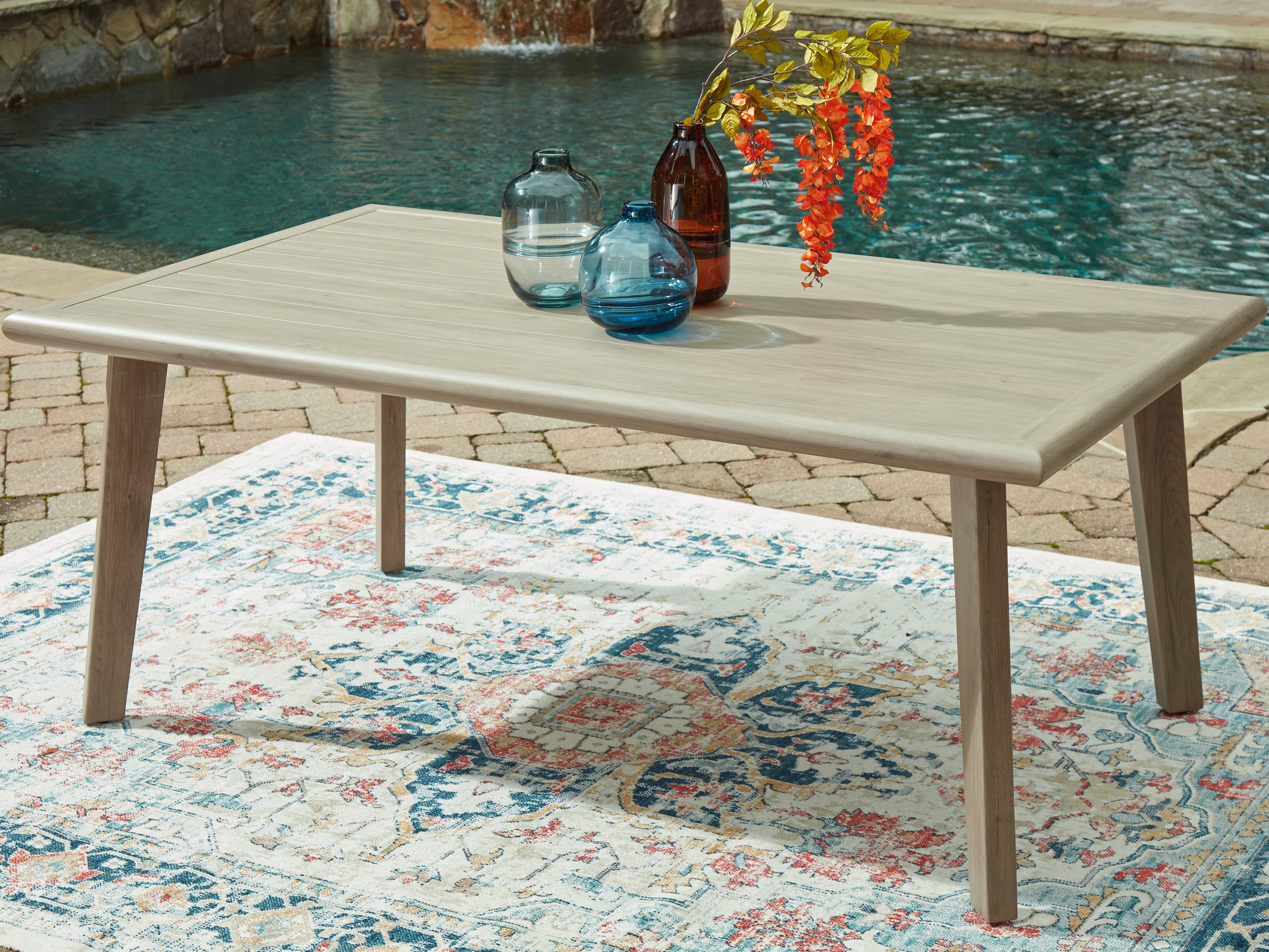 Floridian Furniture - Ashley Furniture - Cliff Trails Outdoor - Square Fire Pit Table / Beige - PCP690-772