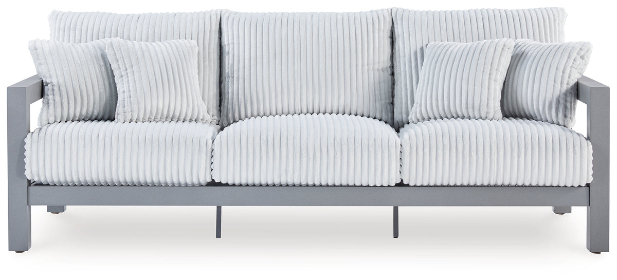 Floridian Furniture - Ashley Furniture - Hurley Park Outdoor - Loveseat w/Cushion / Gray - PCP695-835