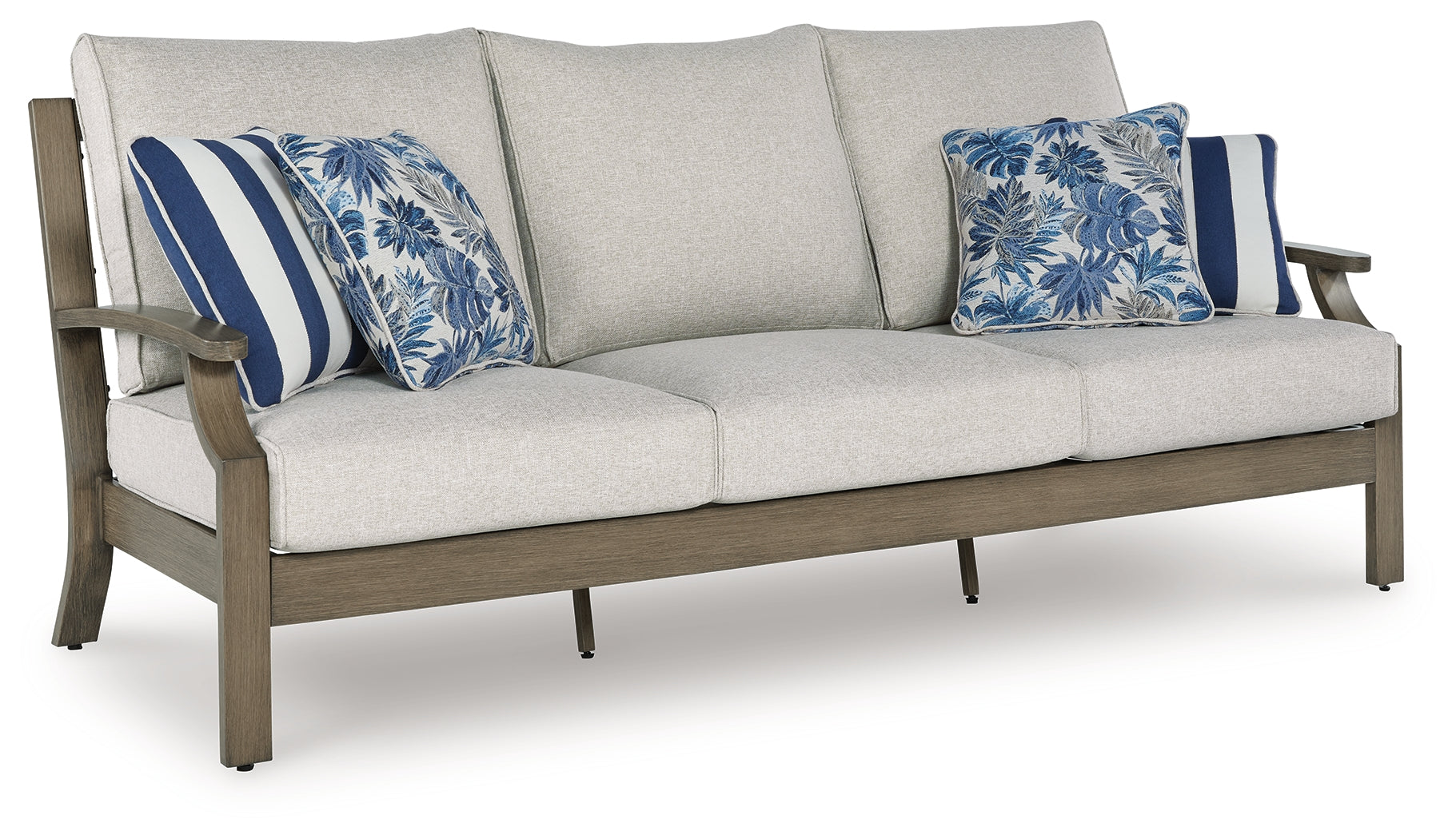 Floridian Furniture - Ashley Furniture - Rainier Ranch Outdoor - Arm Chair With Cushion (Set of 2) / Brown/Beige - P701-601A