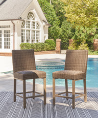 Floridian Furniture - Ashley Furniture - Walton Bridge Outdoor - Square Bar Table w/Fire Pit / Driftwood - P749-665