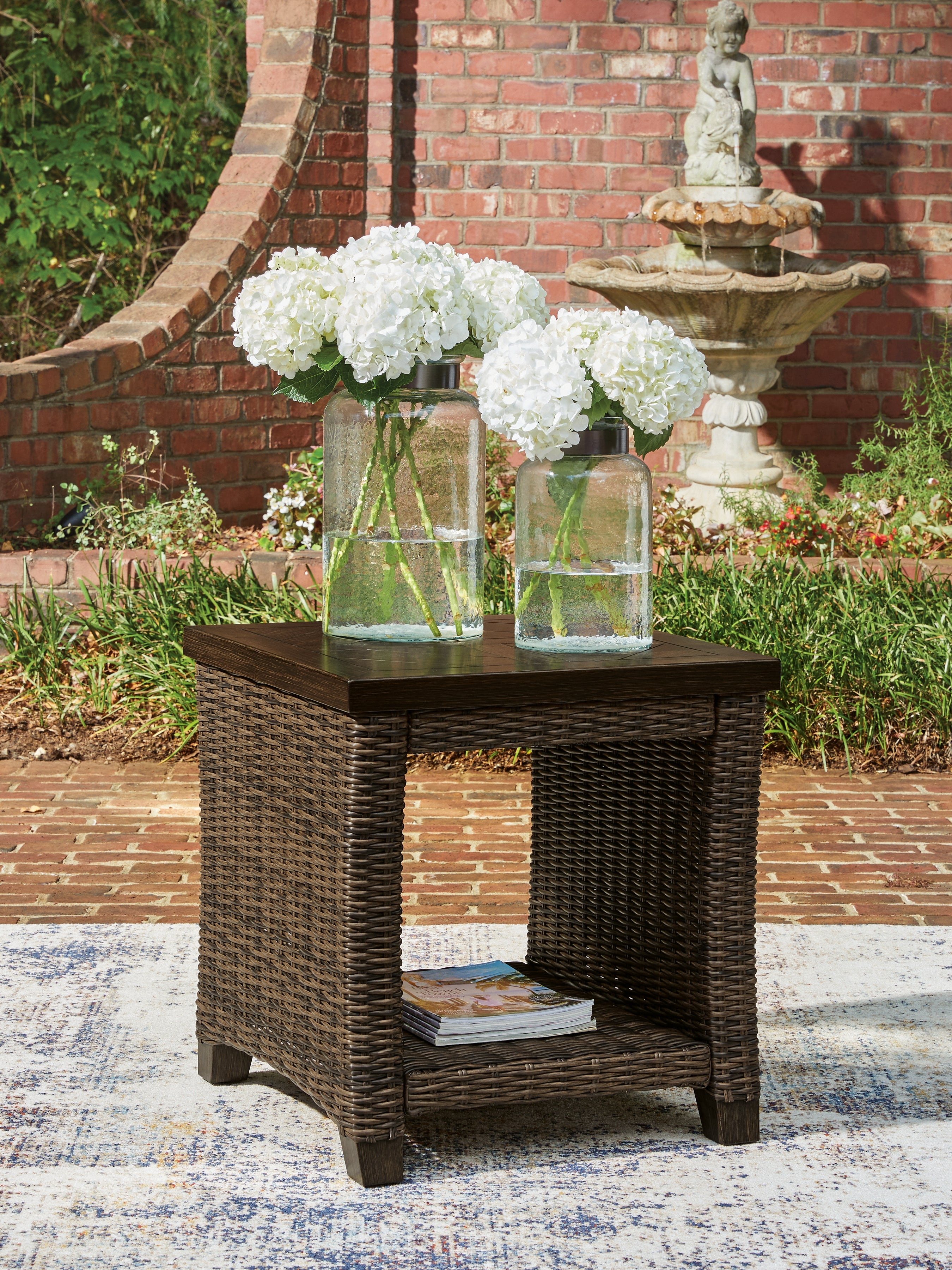 Floridian Furniture - Ashley Furniture - Monterey Point Outdoor - Square End Table / Dark Brown - PCP760-702