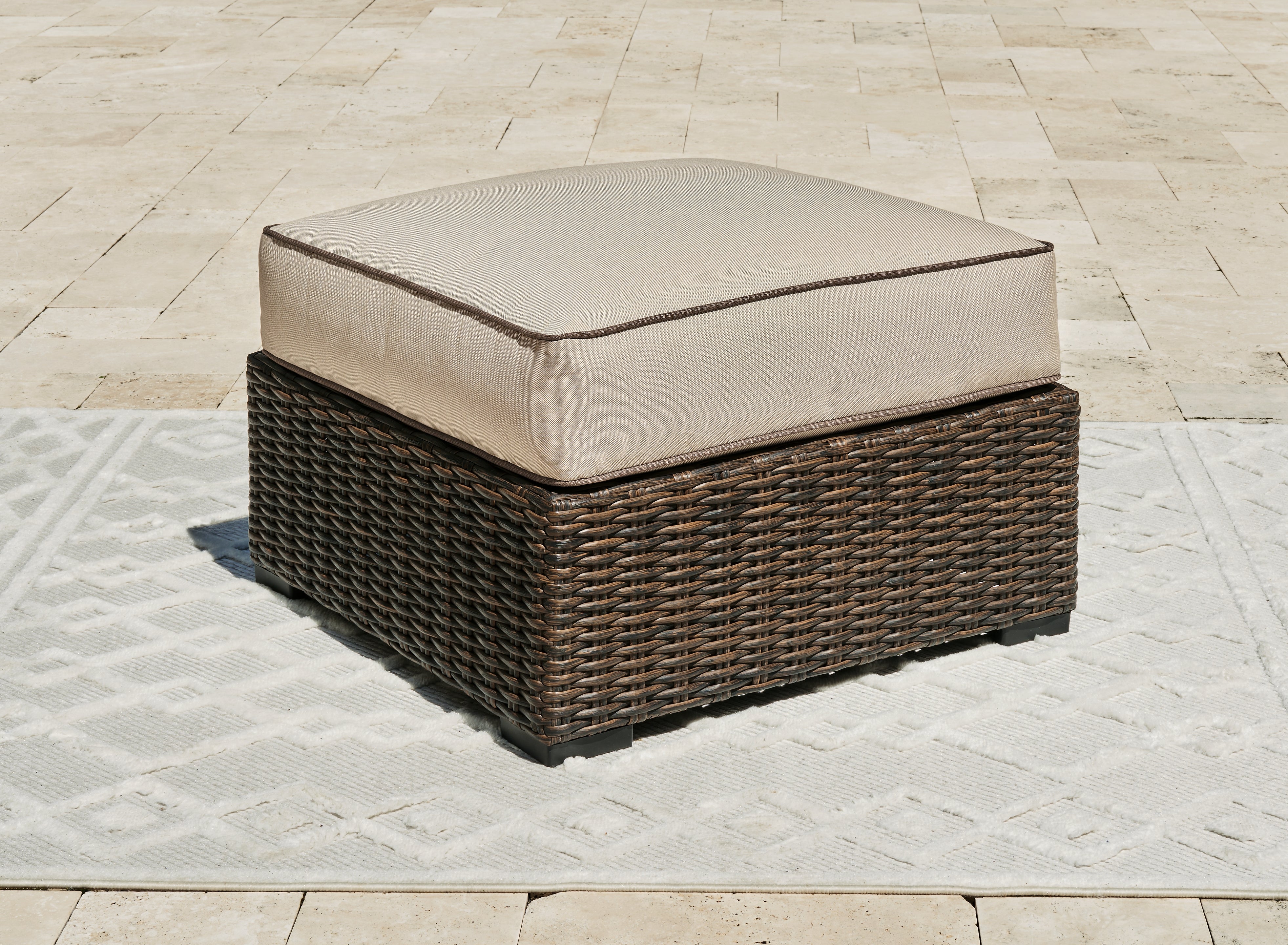 Floridian Furniture - Ashley Furniture - Coastline Bay Outdoor - Ottoman with Cushion / Brown - P784-814