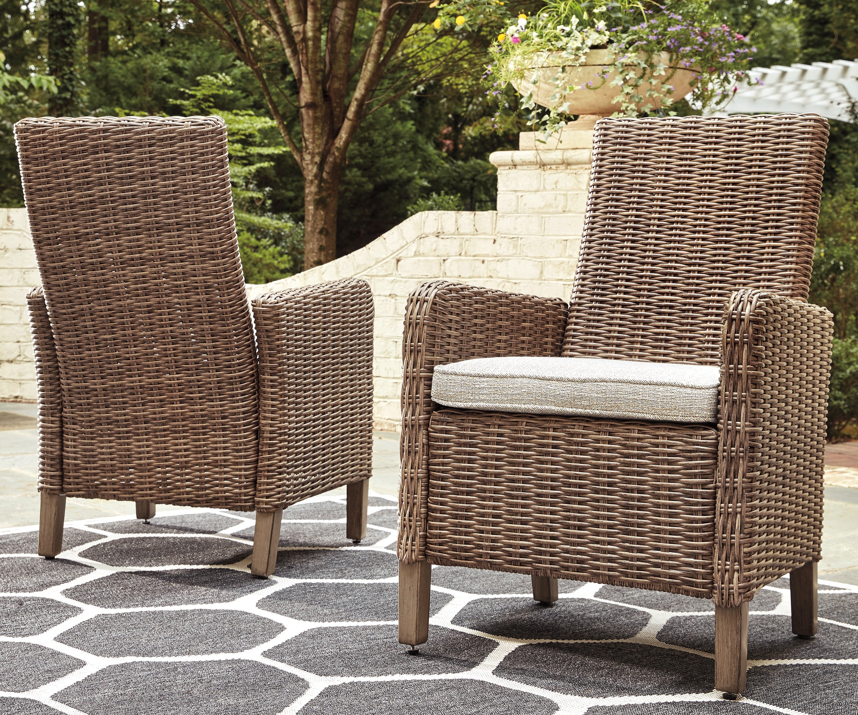Floridian Furniture - Ashley Furniture - Beachcroft Outdoor - Arm Chair With Cushion (Set of 2) / Beige - P791-601A