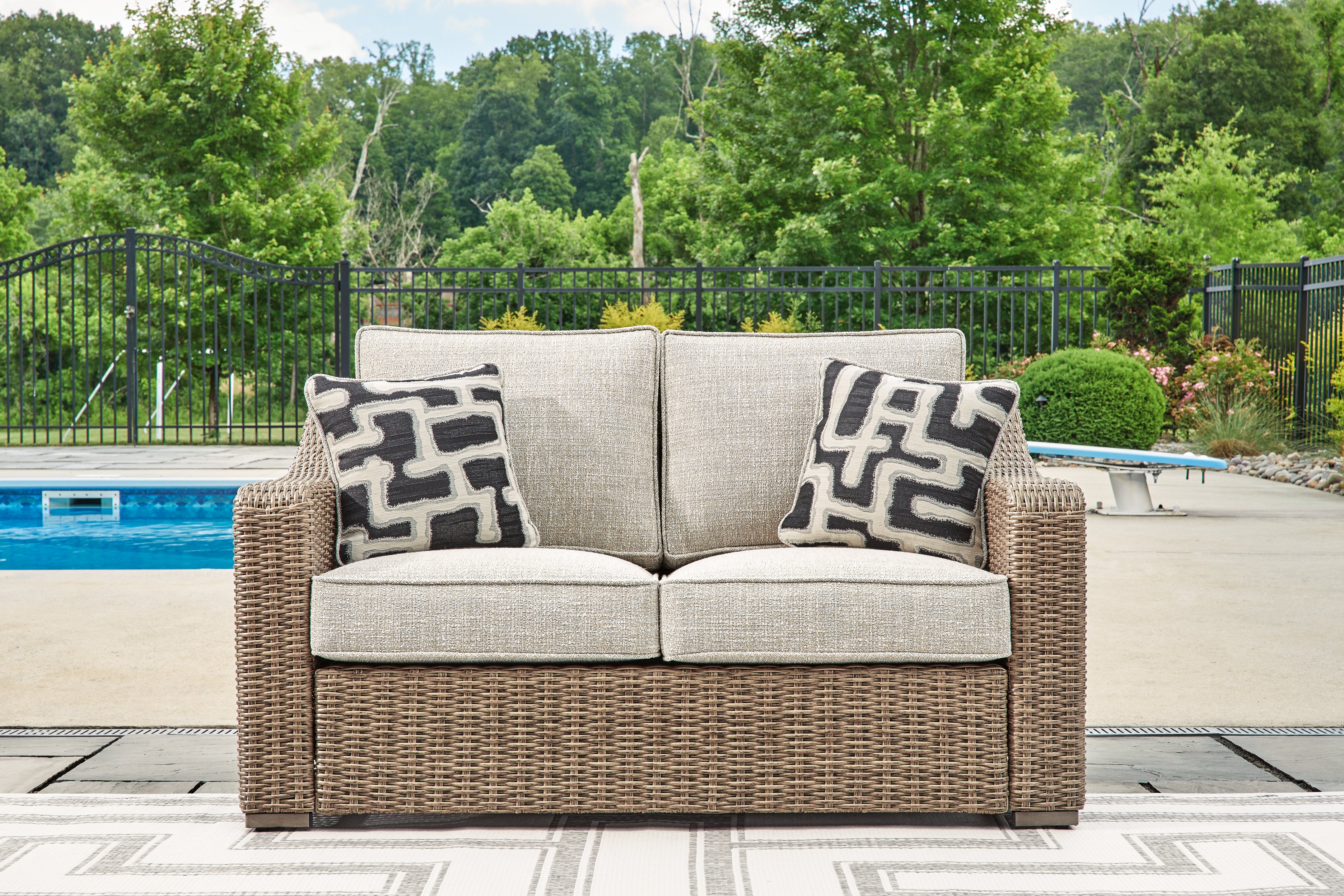 Floridian Furniture - Ashley Furniture - Beachcroft Outdoor - Loveseat w/Cushion / Beige - P791-835