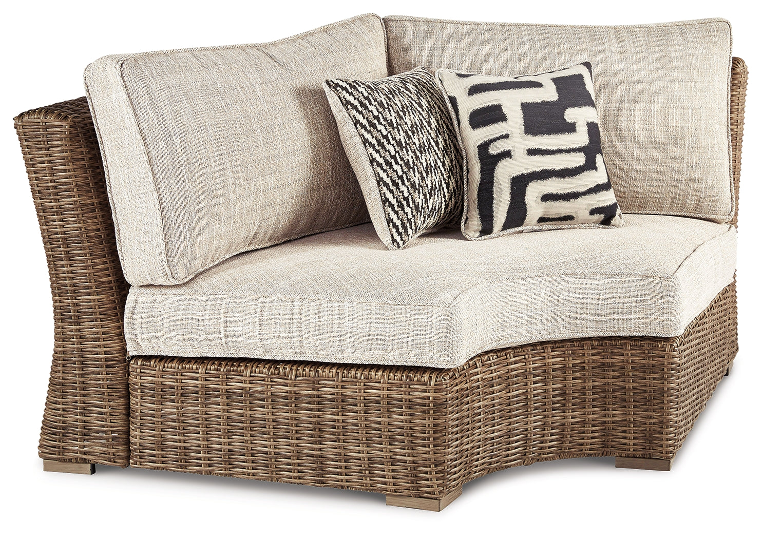 Floridian Furniture - Ashley Furniture - Beachcroft Outdoor - Curved Corner Chair w/Cushion / Beige - P791-851