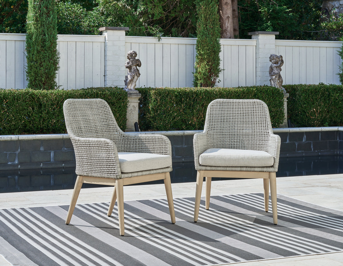 Floridian Furniture - Ashley Furniture - Seton Creek Outdoor - Round Bar Table w/UMB OPT / Beige - P798-613