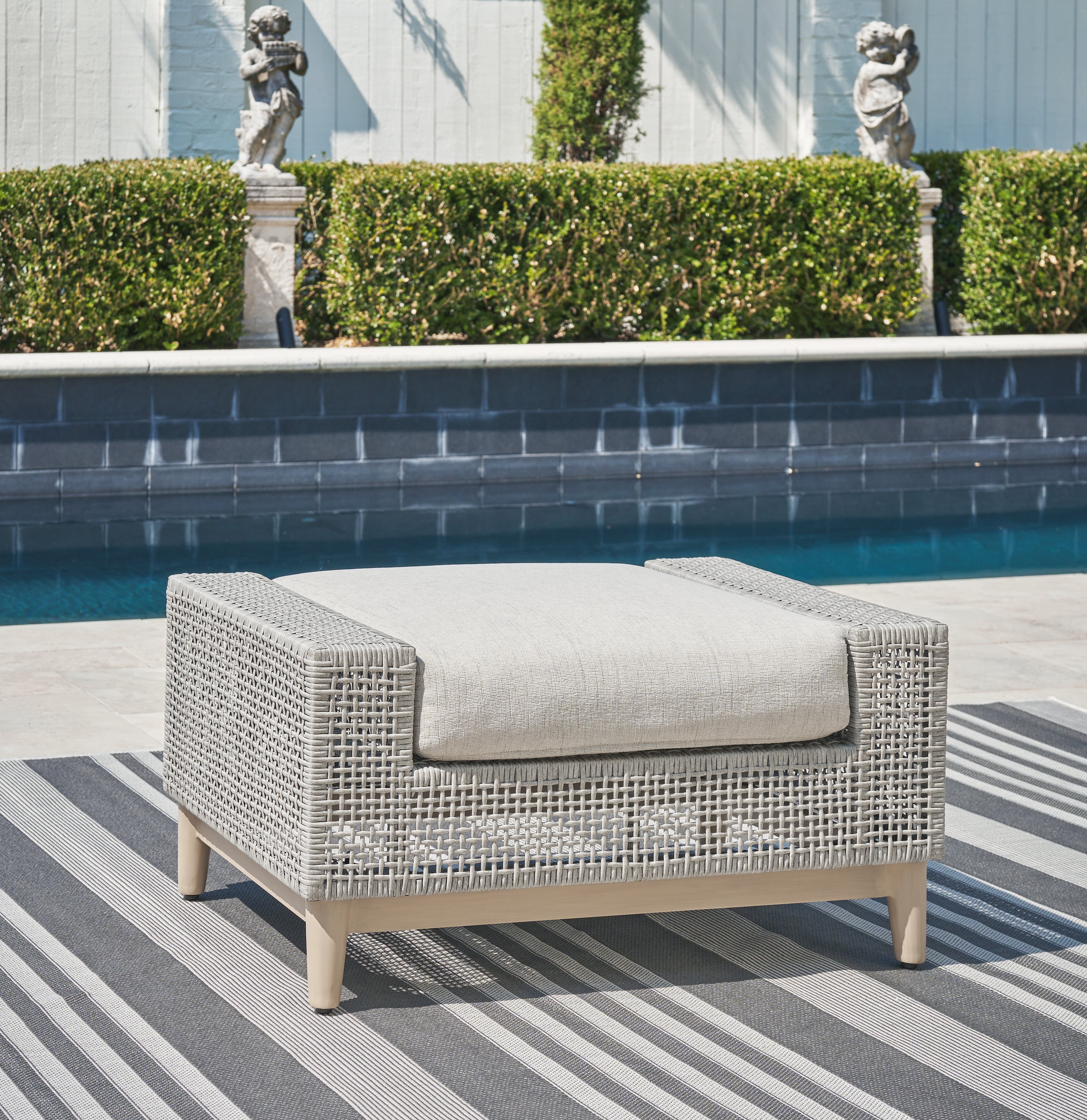 Floridian Furniture - Ashley Furniture - Seton Creek Outdoor - Ottoman with Cushion / Gray - P798-814