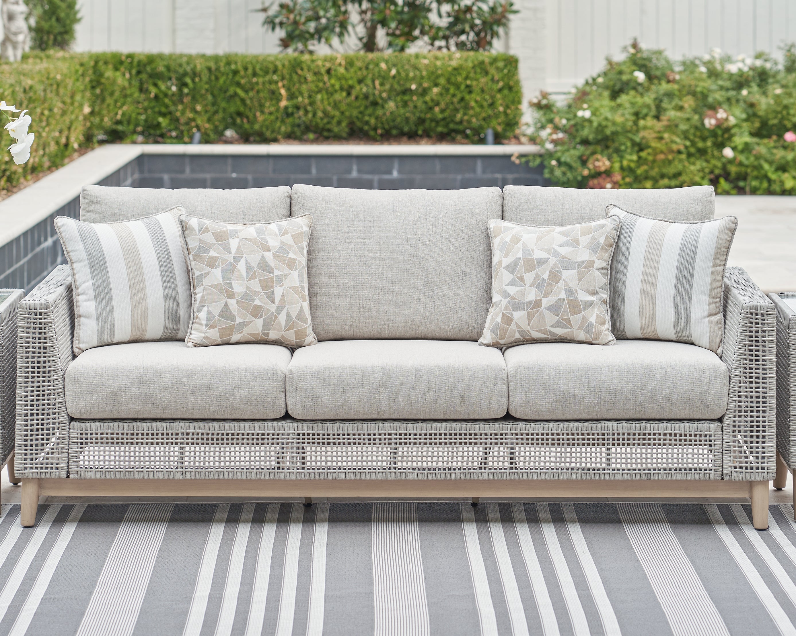 Floridian Furniture - Ashley Furniture - Seton Creek Outdoor - Sofa with Cushion / Gray - P798-838