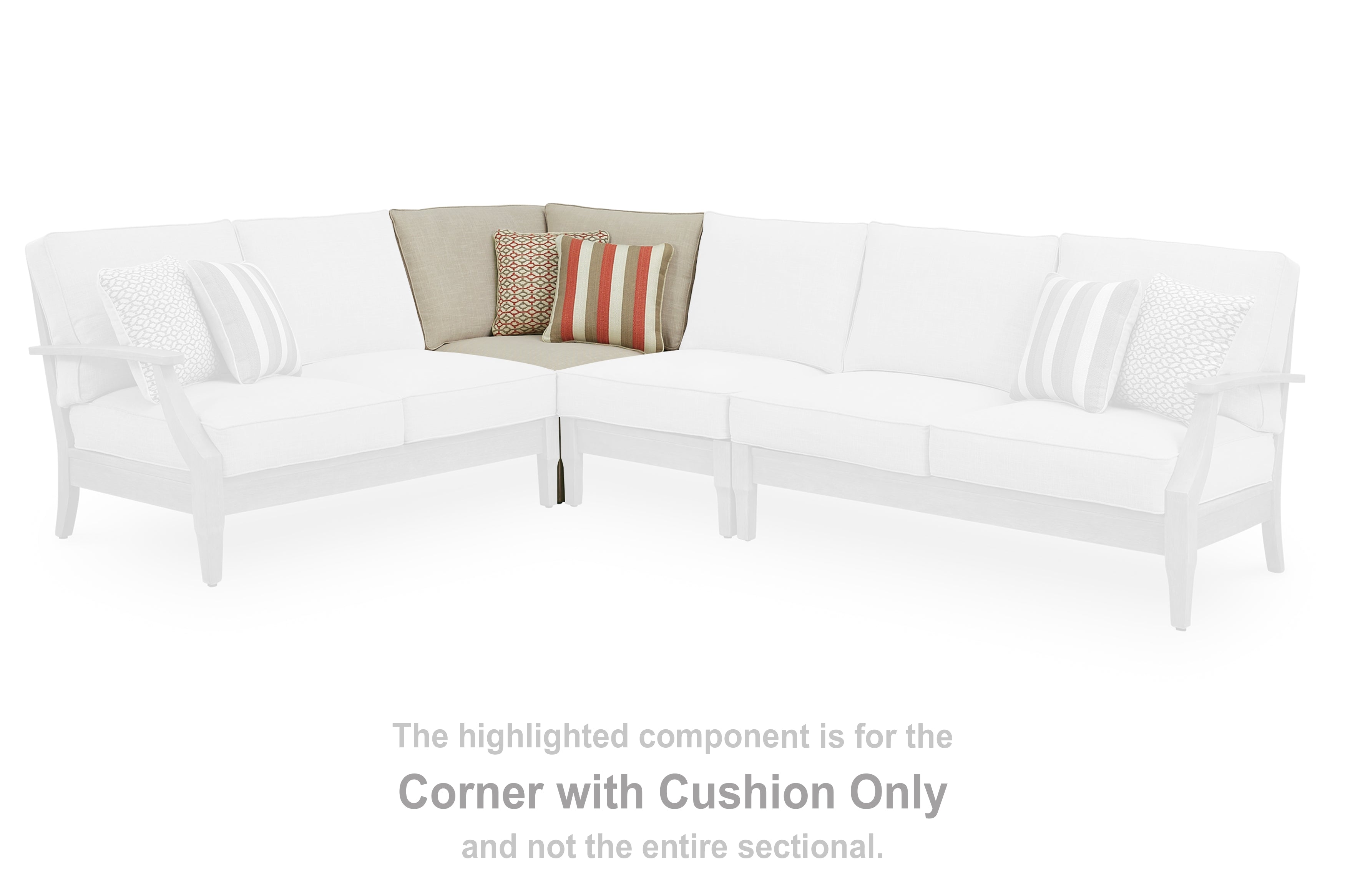 Floridian Furniture - Ashley Furniture - Clare View Outdoor - Corner with Cushion / Beige - P801-877