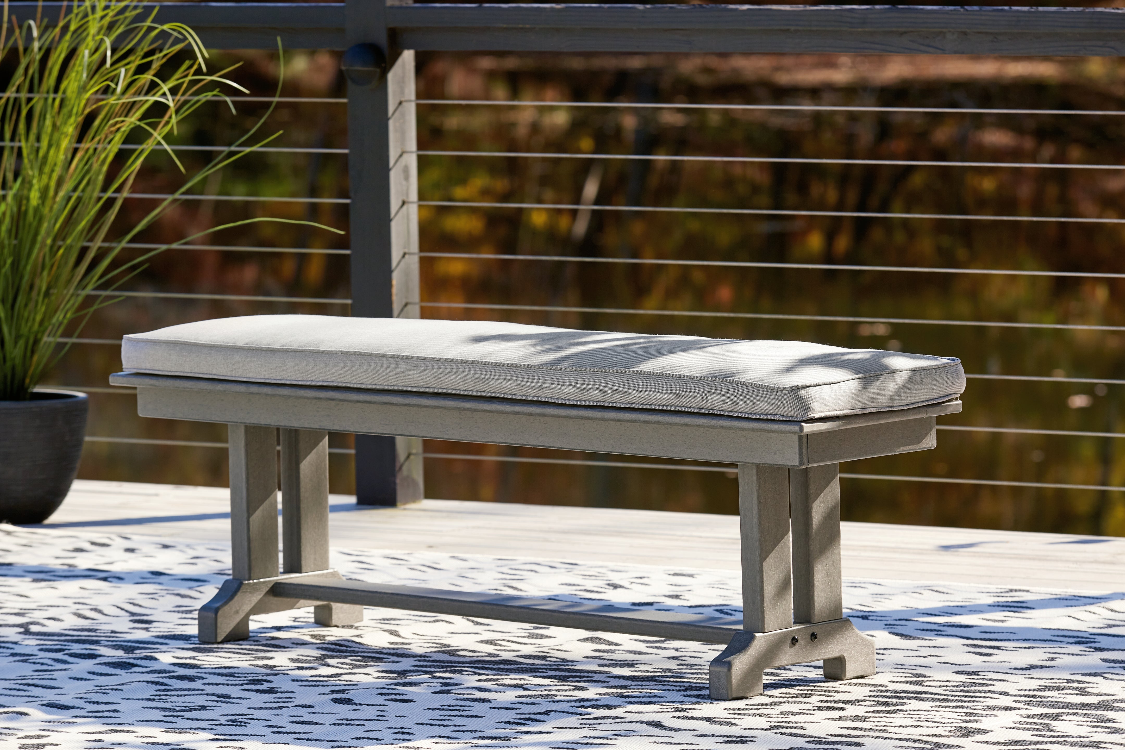 Floridian Furniture - Ashley Furniture - Visola Outdoor - Bench with Cushion / Gray - P802-600