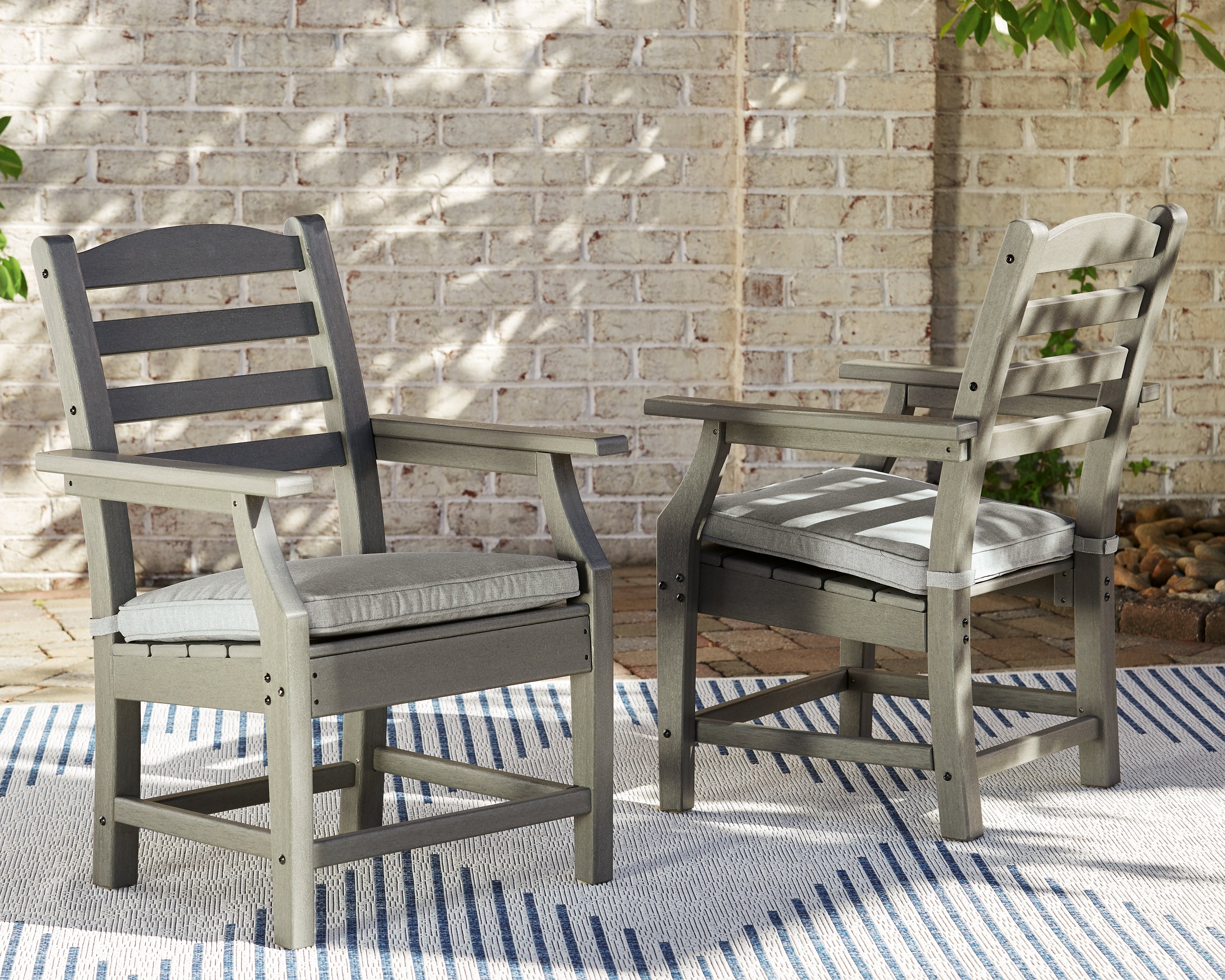 Floridian Furniture - Ashley Furniture - Visola Outdoor - Arm Chair With Cushion (Set of 2) / Gray - P802-601A