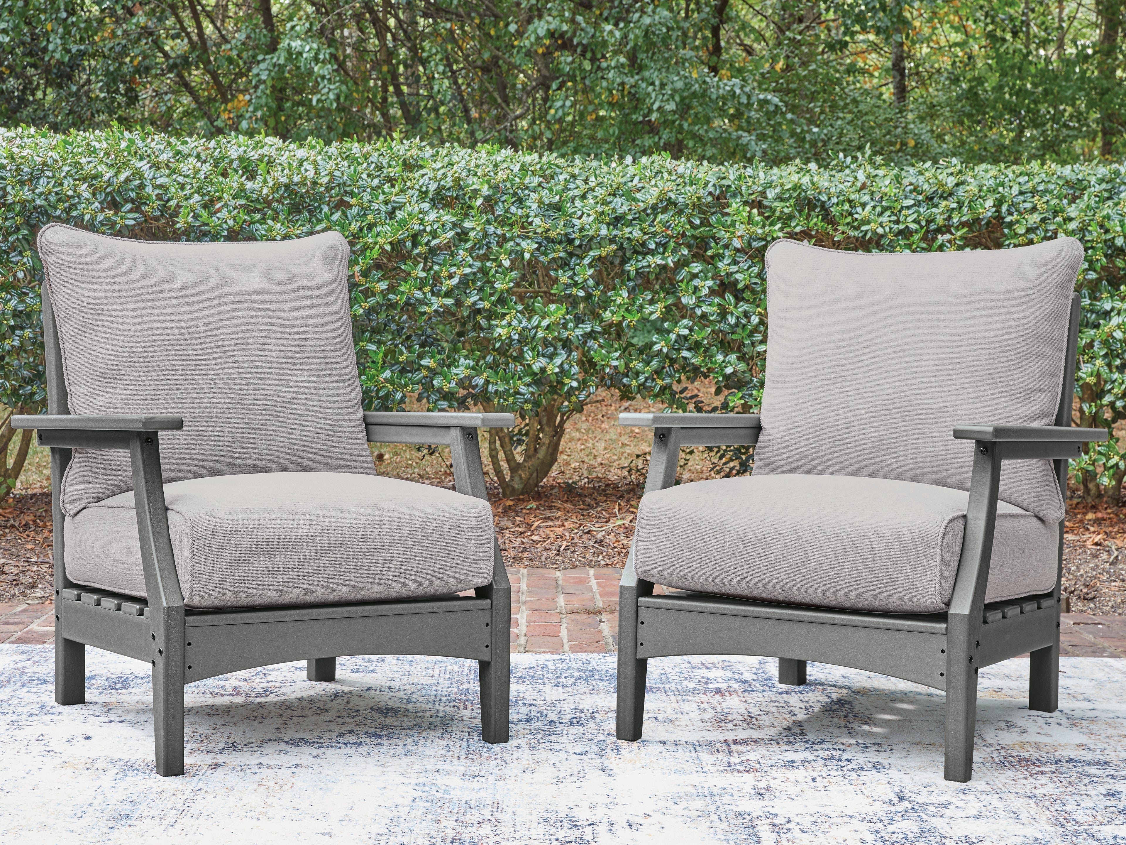 Floridian Furniture - Ashley Furniture - Cove Beach Outdoor - Lounge Chair w/Cushion (Set of 2) / Gray - PCP803-820
