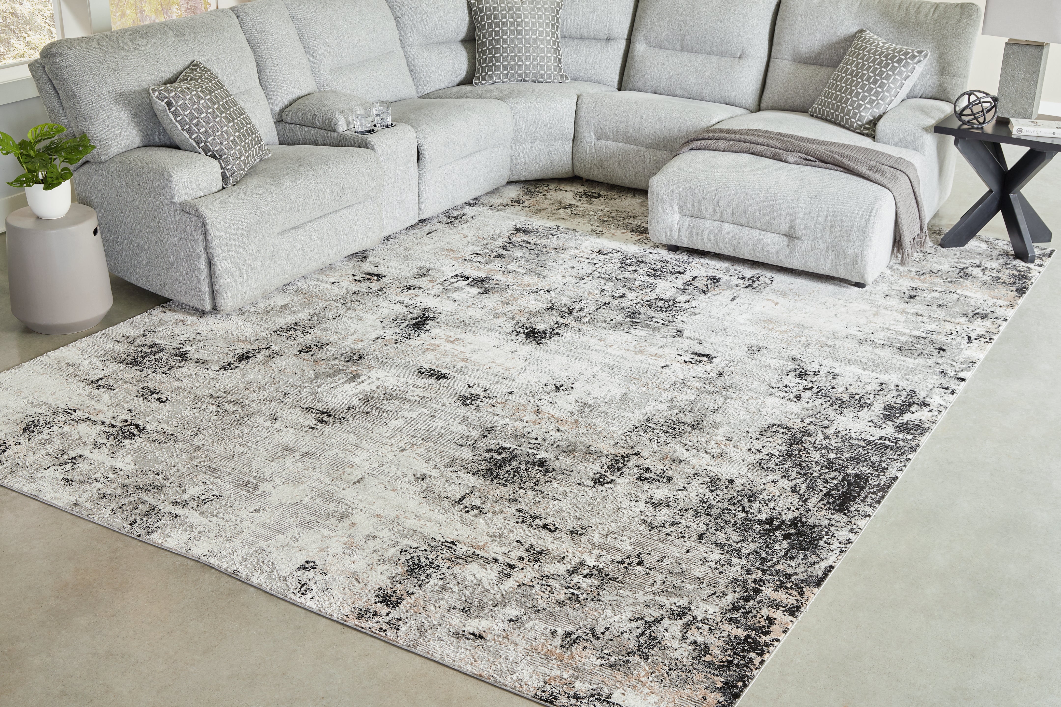 Floridian Furniture - Ashley Furniture - Langwell Rug - 10' x 14' Rug / Black/Gray/White - R406780