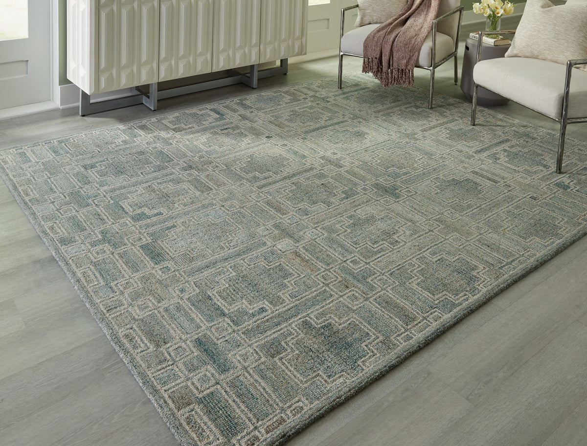 Floridian Furniture - Ashley Furniture - Jossland Rug - 8' x 10' Rug / Green/Ivory - R406911