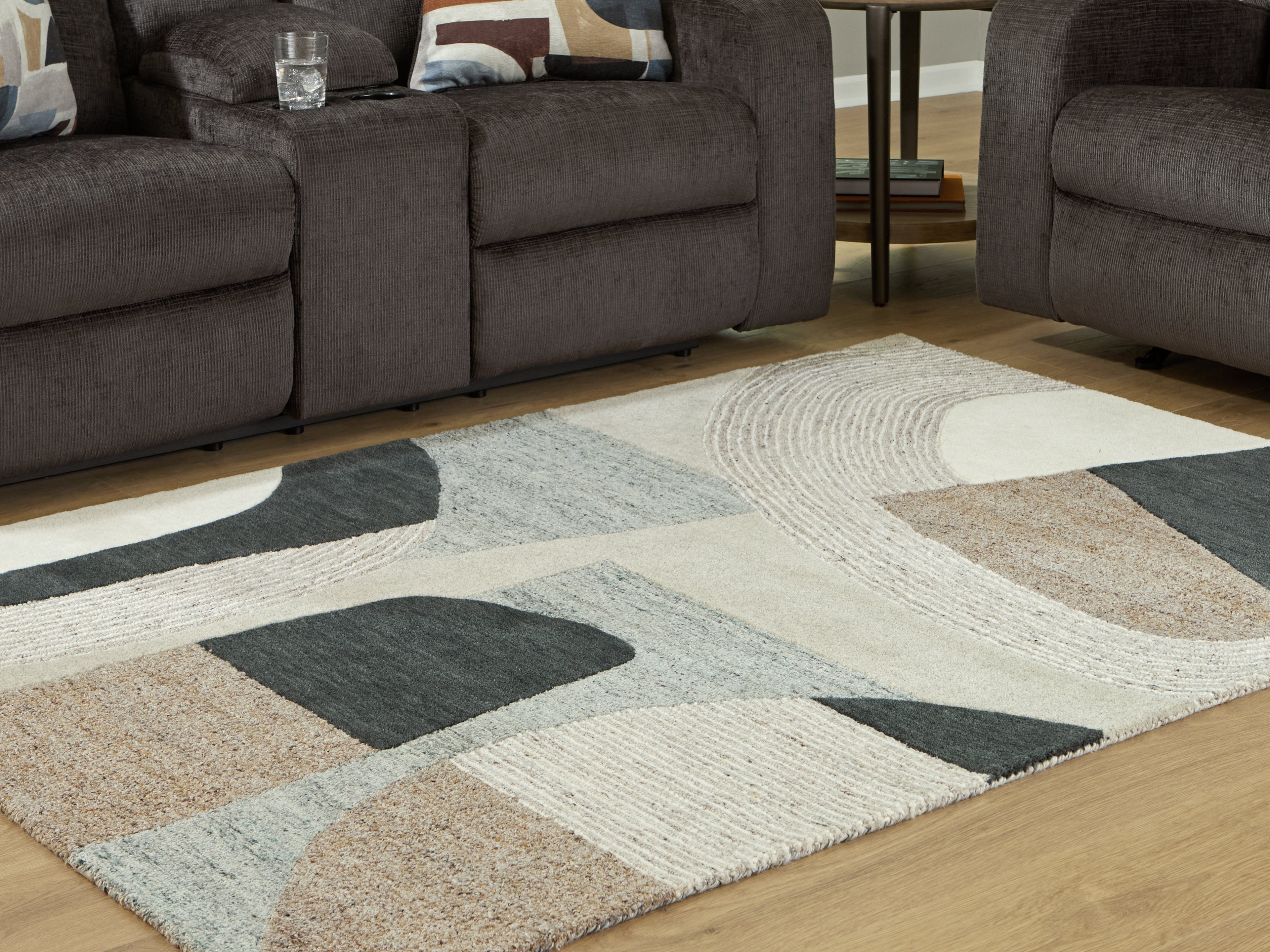 Floridian Furniture - Ashley Furniture - Edrickhill Rug - 5' x 7' Rug / Grayish Teal/Taupe/Cream - R407122