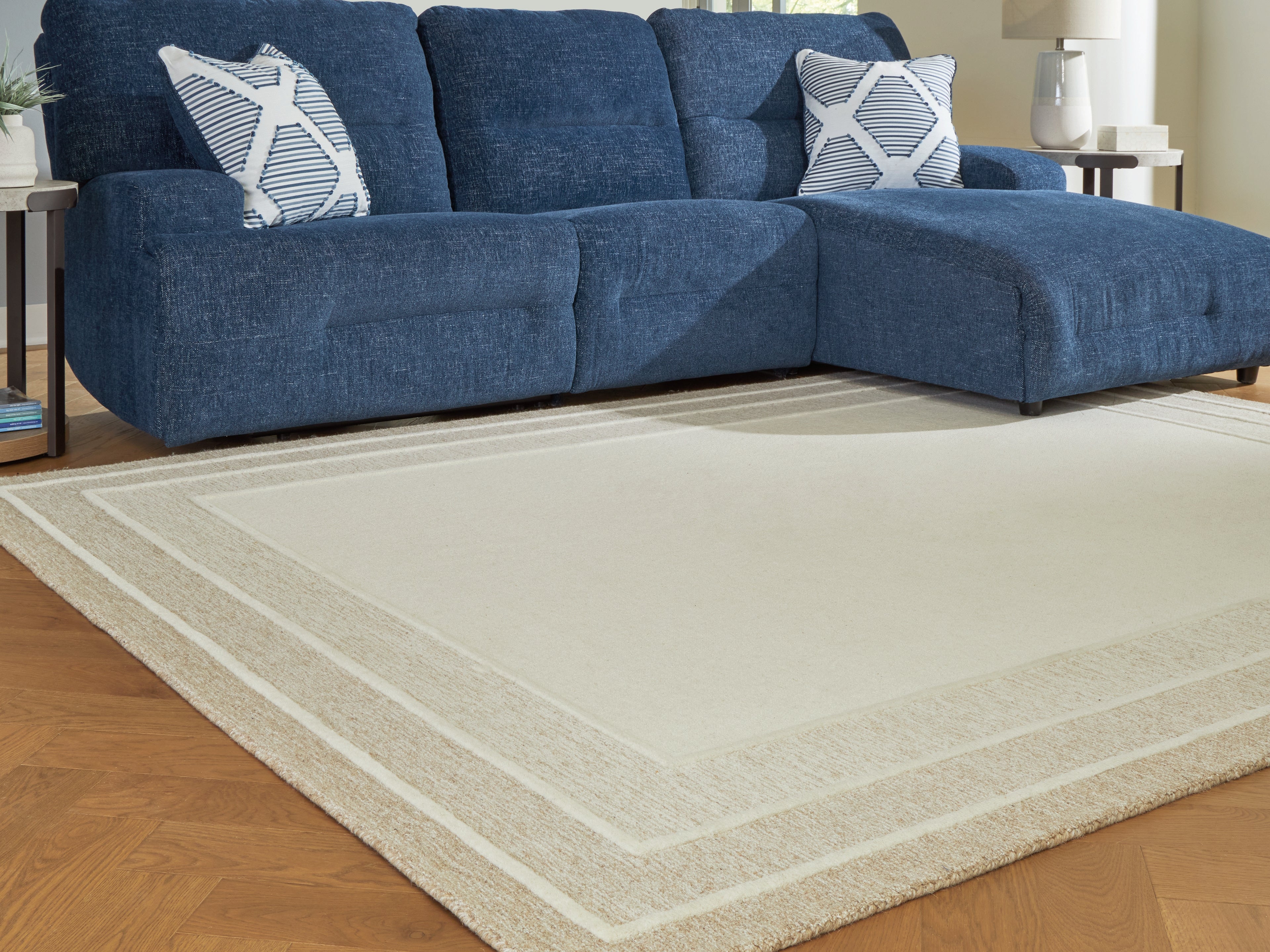 Floridian Furniture - Ashley Furniture - Teelgan Rug - Large Rug / Ivory/Tan - R407311