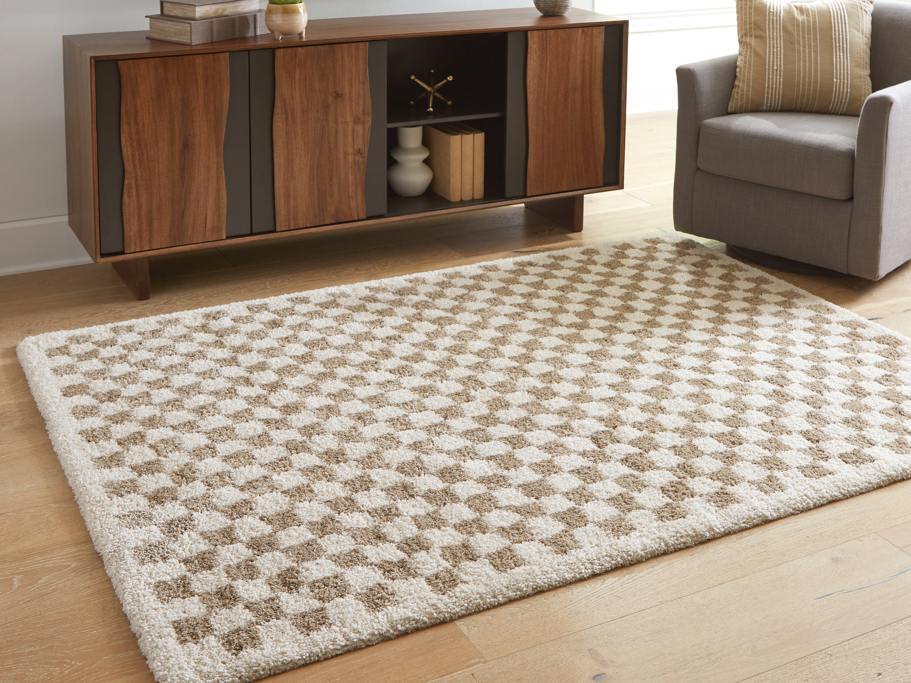 Floridian Furniture - Ashley Furniture - Karamen Rug - Medium Rug / Taupe/Ivory - R407342