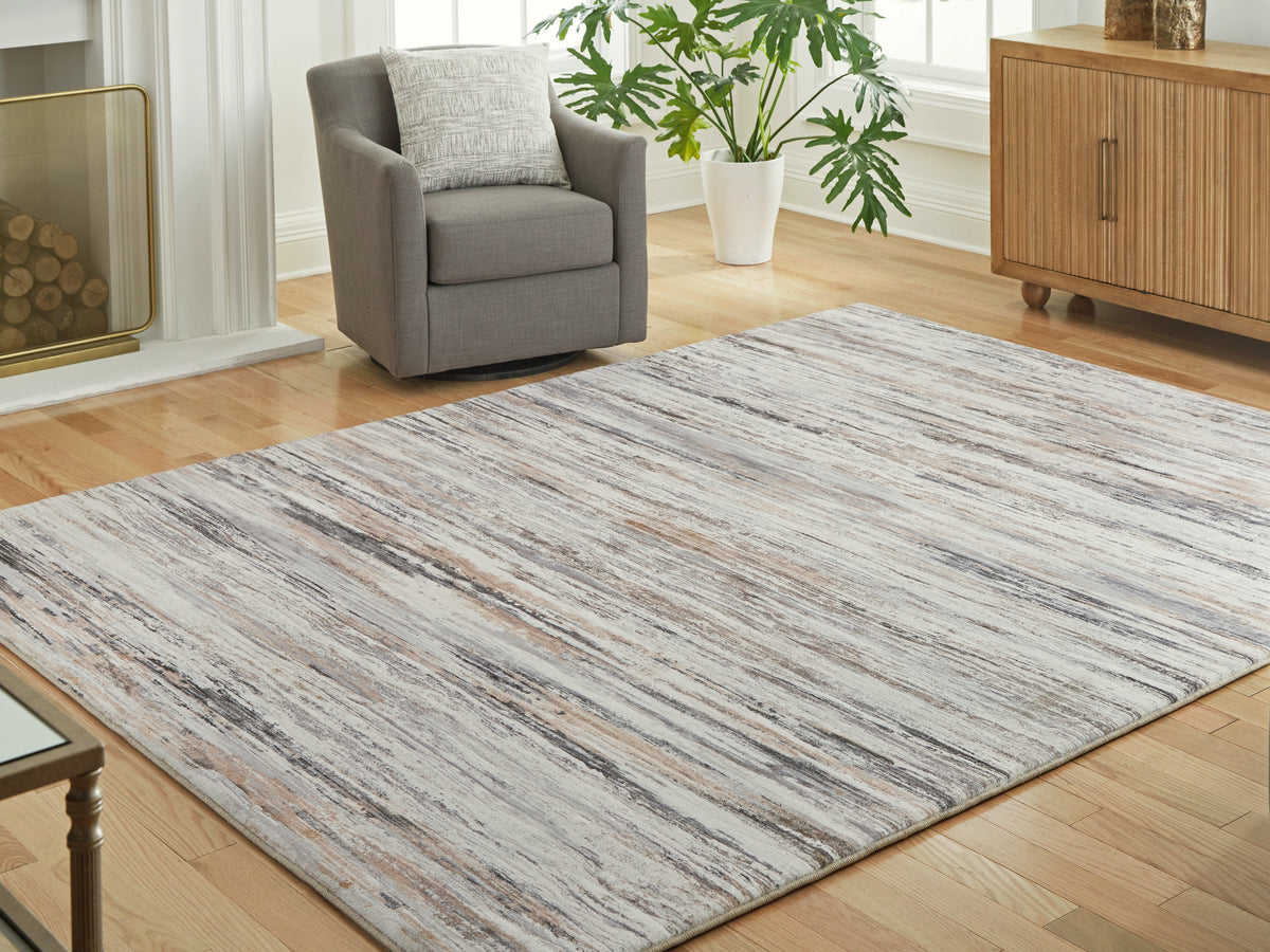 Floridian Furniture - Ashley Furniture - Nace Rug - 5' x 7' Area Rug / Gray/Brown/White - R407472