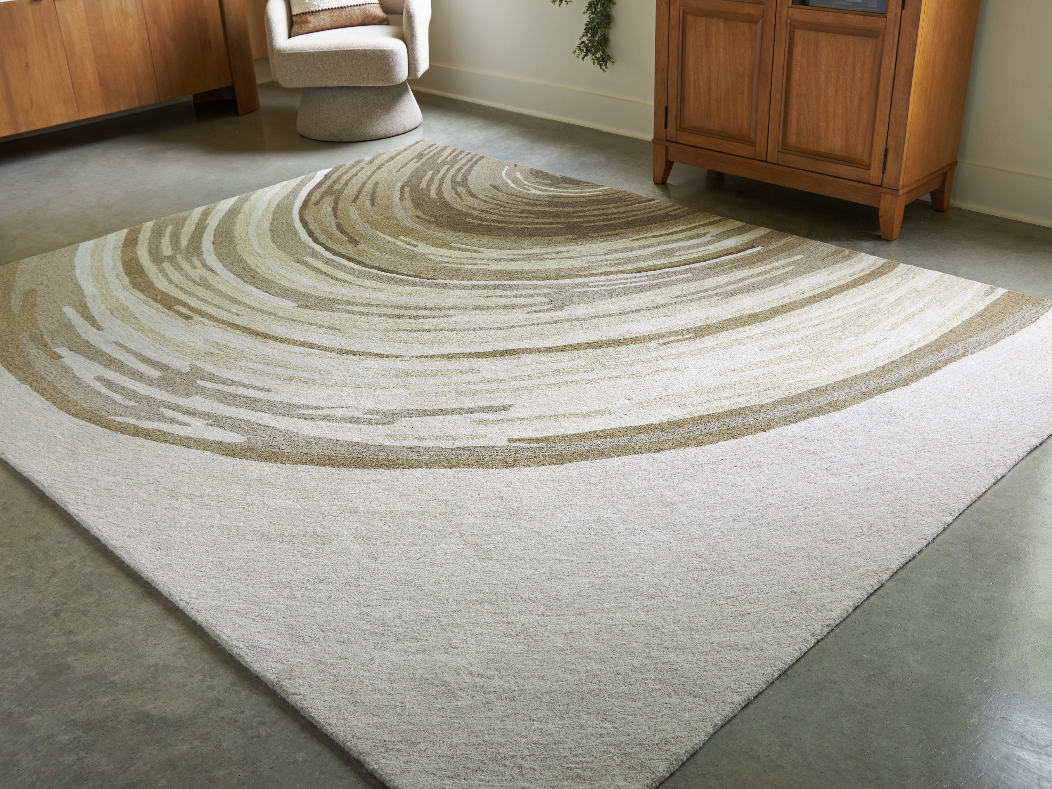 Floridian Furniture - Ashley Furniture - Rizwana Rug - 7'6" x 10' Area Rug / Ivory/Brown/Gray - R407761