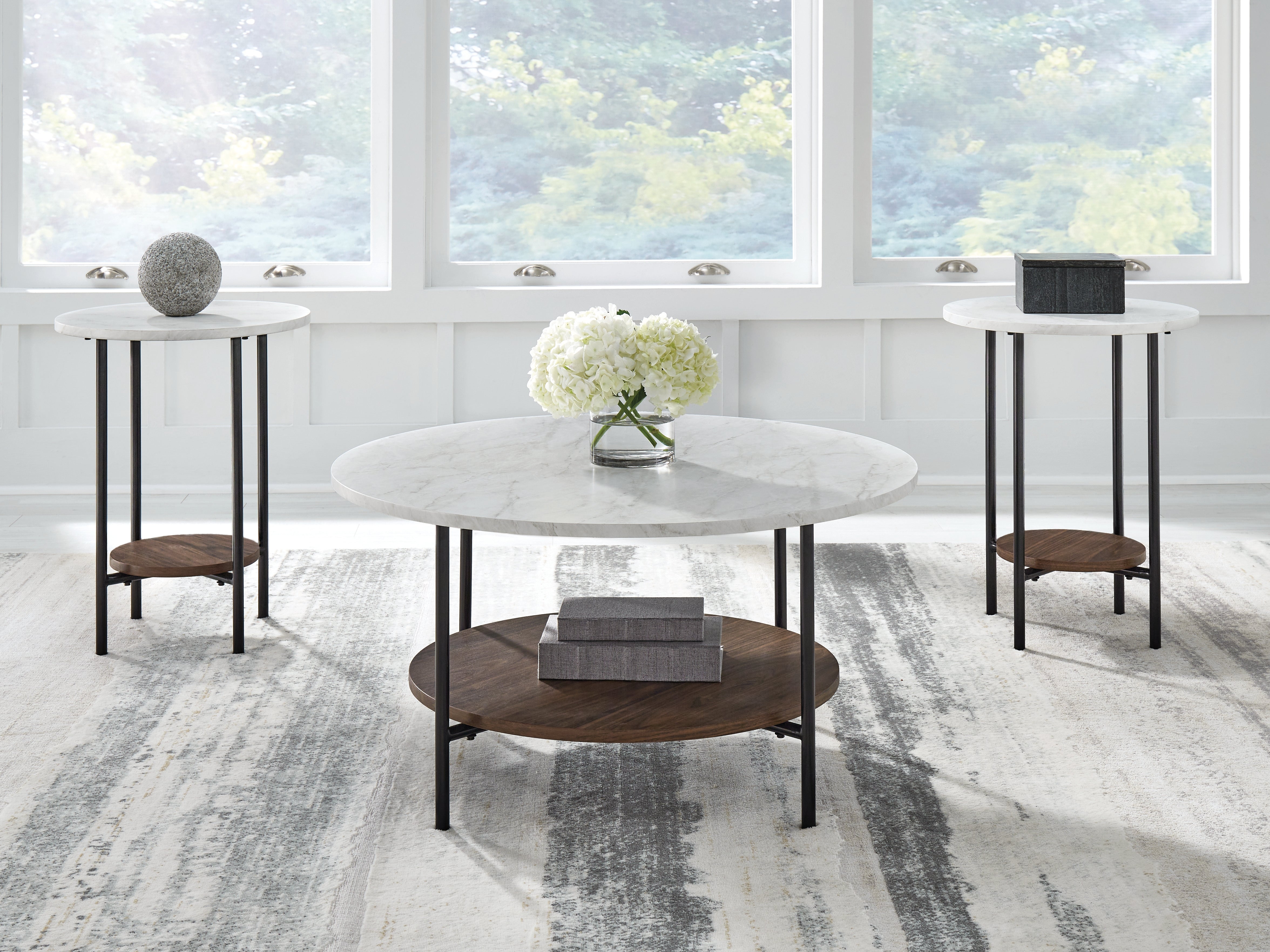 Floridian Furniture - Ashley Furniture - Wrenwich Table (Set of 3) - Occasional Table Set (3/CN) / Brown/Black/White - T167-13