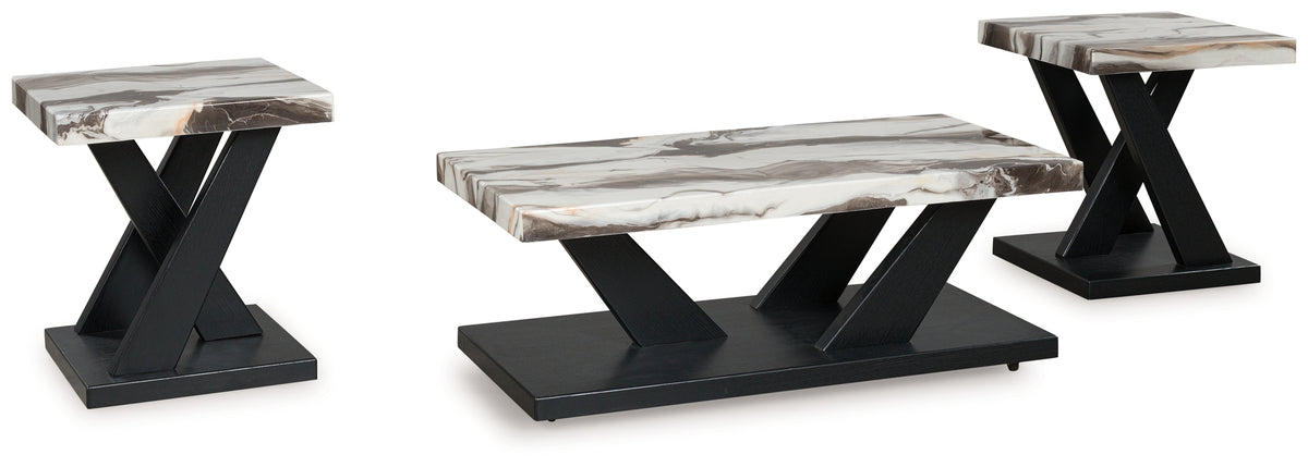 Floridian Furniture - Ashley Furniture - Cendill Table (Set of 3) - Occasional Table Set (3/CN) / Dark Brown/White/Black - T403-13