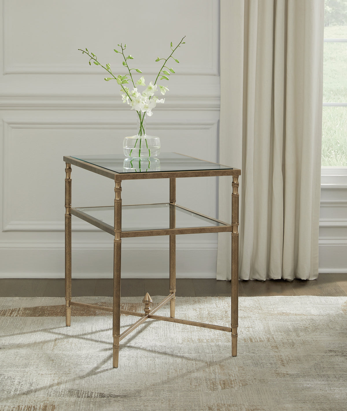 Floridian Furniture - Ashley Furniture - Cloverty End Table - Rectangular End Table / Aged Gold Finish - T440-3