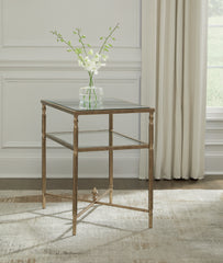 Floridian Furniture - Ashley Furniture - Cloverty End Table - Rectangular End Table / Aged Gold Finish - T440-3
