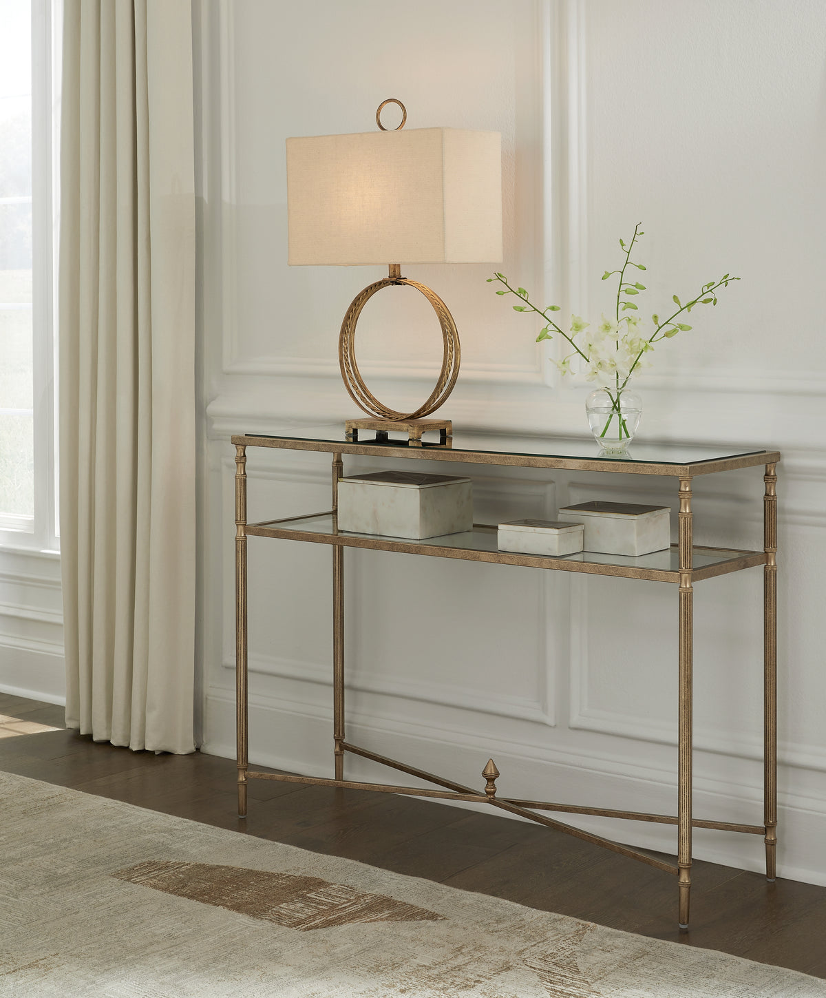 Floridian Furniture - Ashley Furniture - Cloverty Sofa Table - Sofa Table / Aged Gold Finish - T440-4