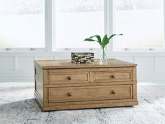 Floridian Furniture - Ashley Furniture - Sharlance Lift-Top Coffee Table - Lift Top Cocktail Table / Light Brown - T655-9