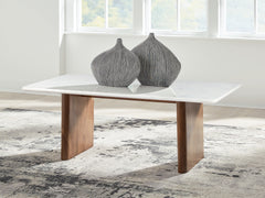 Floridian Furniture - Ashley Furniture - Isanti Coffee Table - Round Cocktail Table / White/Brown - T652-8