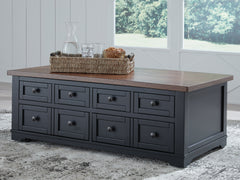 Floridian Furniture - Ashley Furniture - Wildenauer Lift-Top Coffee Table - Lift Top Cocktail Table / Brown/Black - T664-9