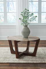 Floridian Furniture - Ashley Furniture - Tanidore Coffee Table - Round Cocktail Table / Warm Brown - T667-8