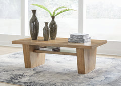 Floridian Furniture - Ashley Furniture - Kristiland Coffee Table - Rectangular Cocktail Table / Light Brown - T674-1