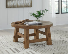 Floridian Furniture - Ashley Furniture - Mackifeld Coffee Table - Round Cocktail Table / Warm Brown - T724-8