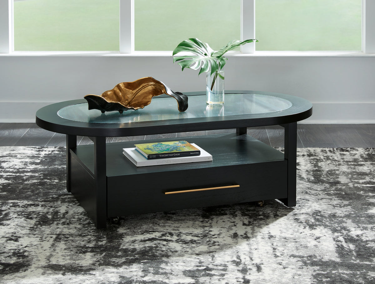 Floridian Furniture - Ashley Furniture - Winbardi Coffee Table - Oval Cocktail Table / Black - T786-0