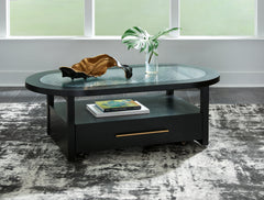Floridian Furniture - Ashley Furniture - Winbardi Coffee Table - Oval Cocktail Table / Black - T786-0