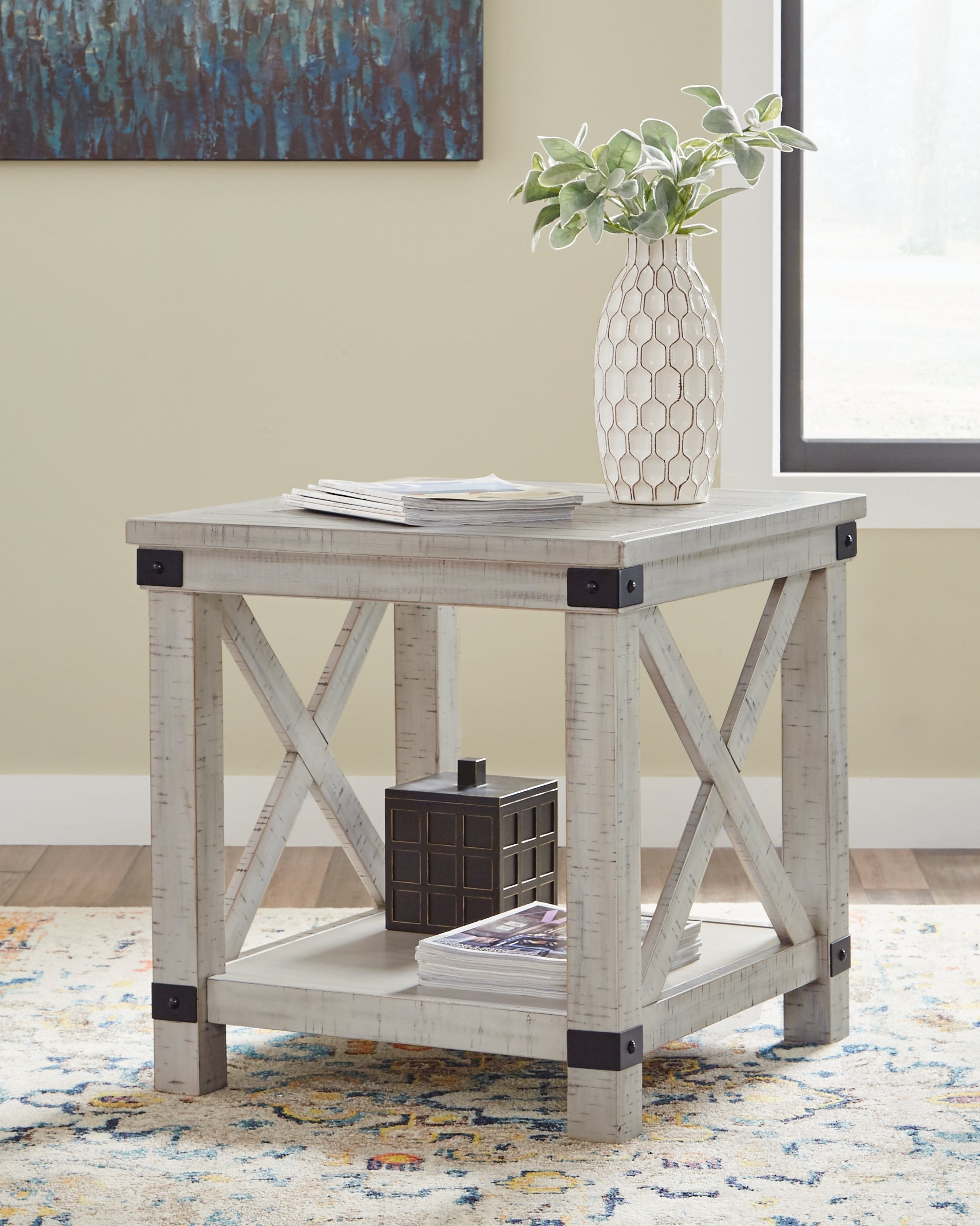 Floridian Furniture - Ashley Furniture - Carynhurst End Table - Rectangular End Table / Whitewash - T929-3