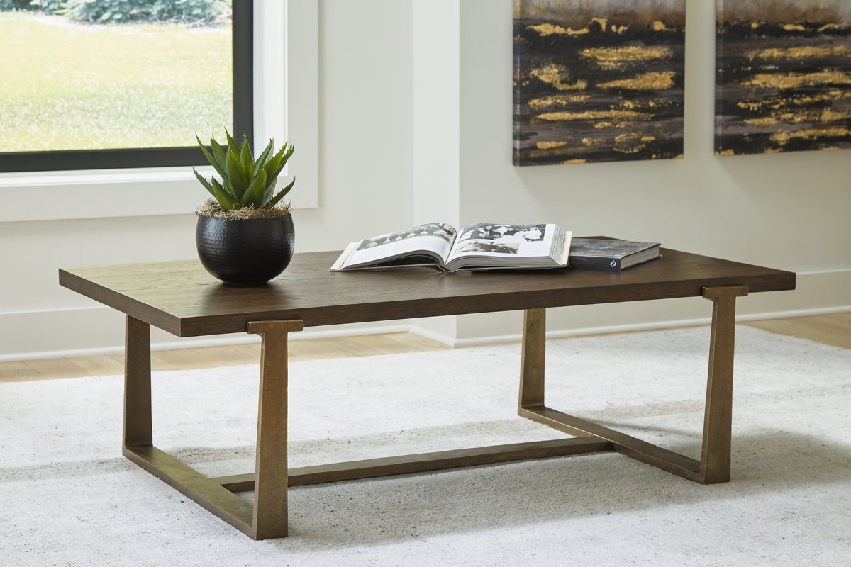 Floridian Furniture - Ashley Furniture - Balintmore Coffee Table - Rectangular Cocktail Table / Brown/Gold Finish - T967-1