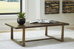Floridian Furniture - Ashley Furniture - Balintmore Coffee Table - Rectangular Cocktail Table / Brown/Gold Finish - T967-1