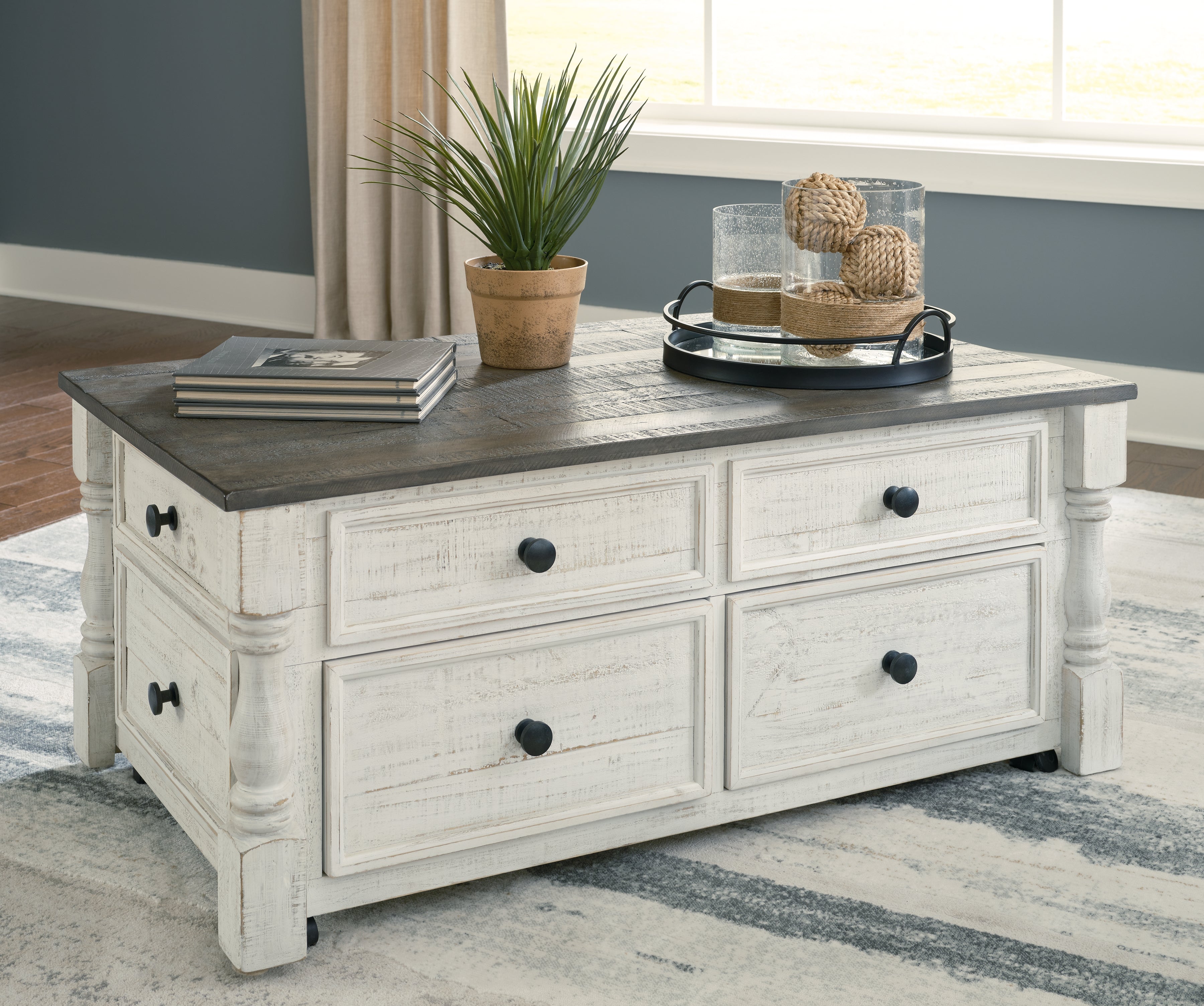 Floridian Furniture - Ashley Furniture - Havalance Lift-Top Coffee Table - Lift Top Cocktail Table / White/Gray - T994-20