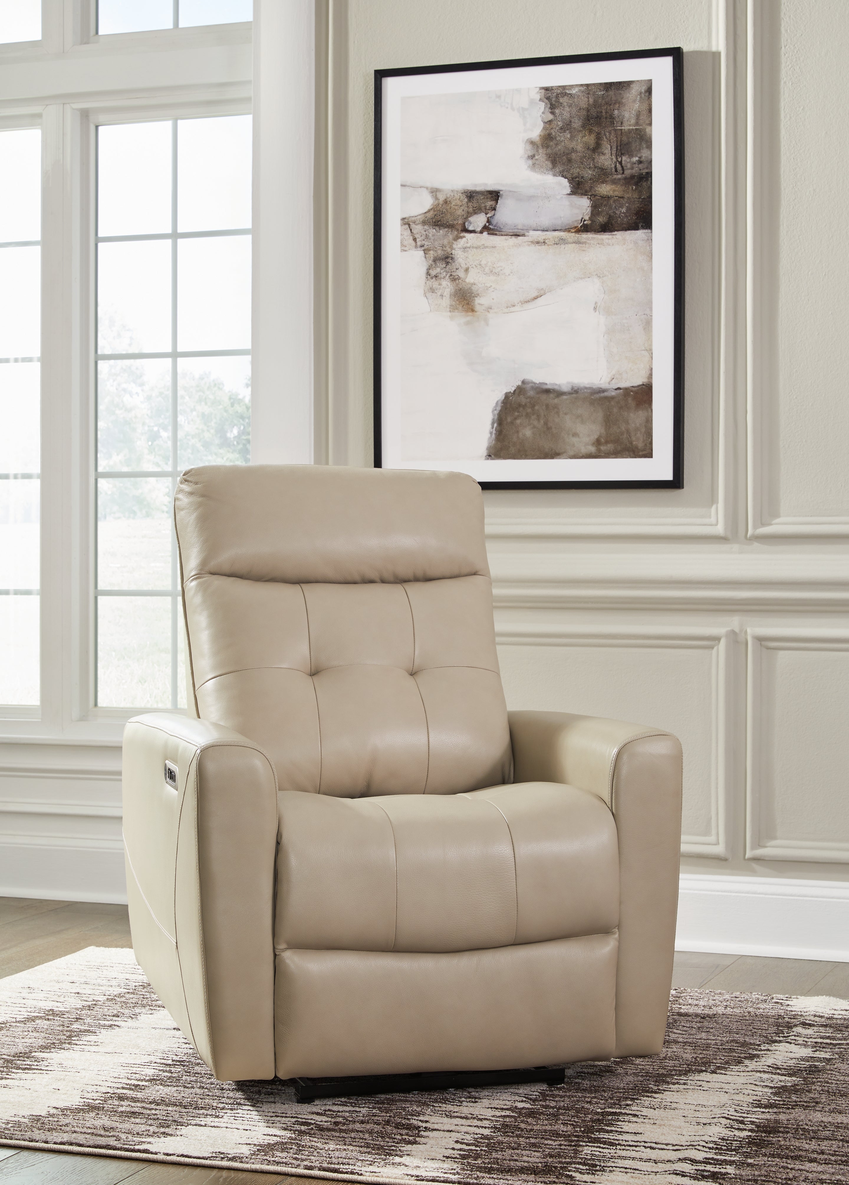 Floridian Furniture - Ashley Furniture - Pisgham Living Room - PWR Recliner/ADJ Headrest / Sand - U1050313